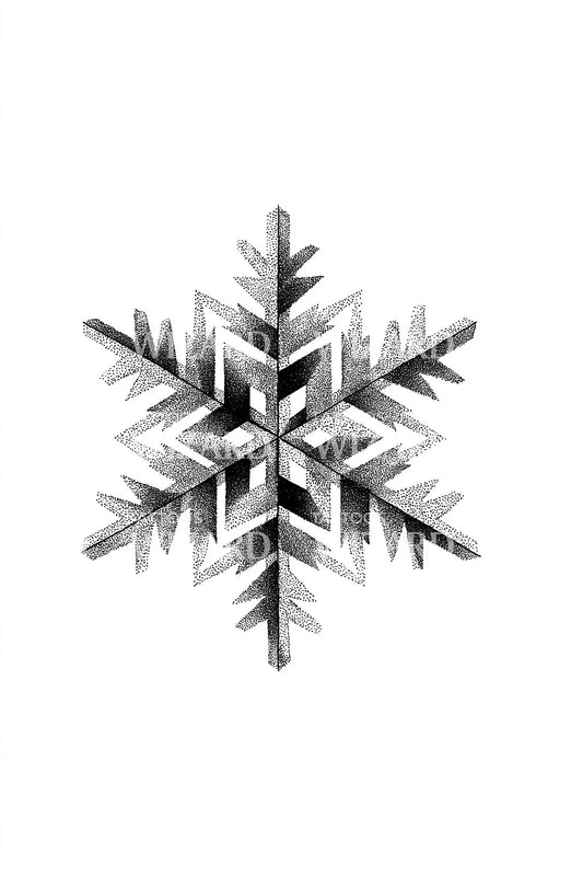 Classic Hex Snowflake Tattoo Illustration