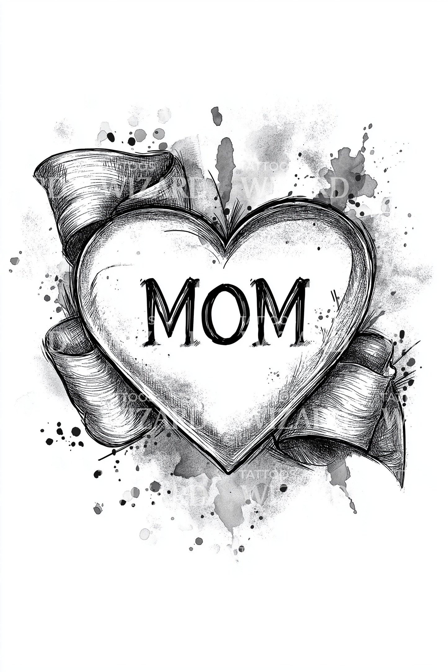 Classic Mom Heart Tattoo Idea