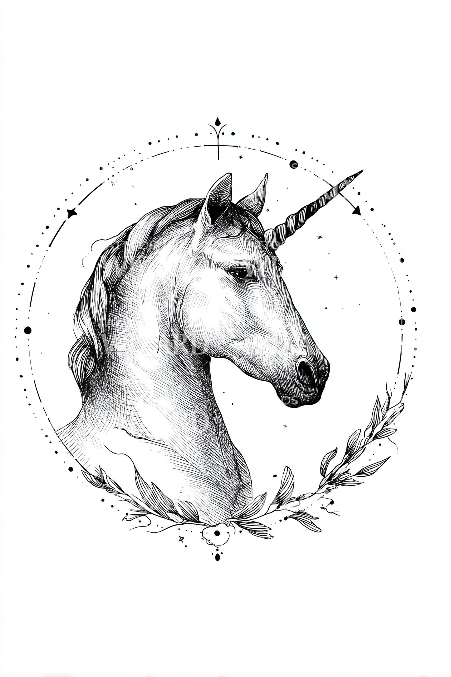 Design Tatuaggio Cameo Unicorno Classico