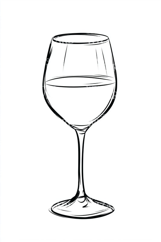 Clean Wine Goblet Outline Tattoo Design