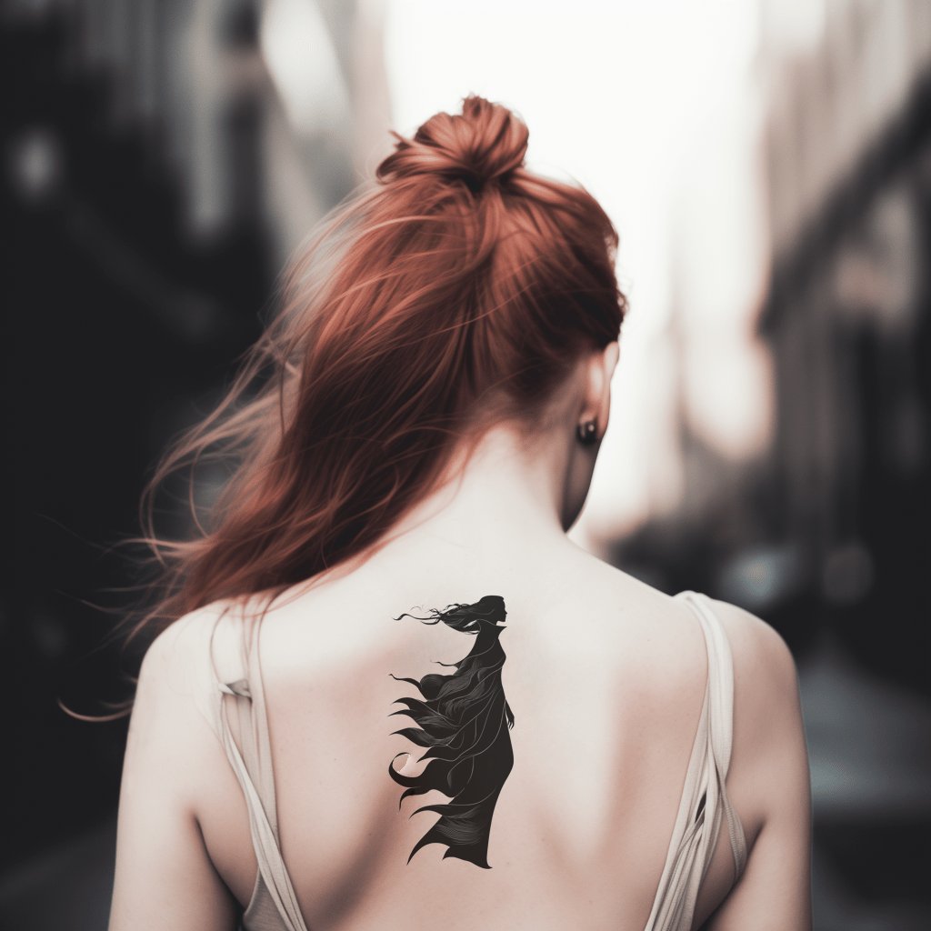 Wind Swept Cloak Tattoo Design
