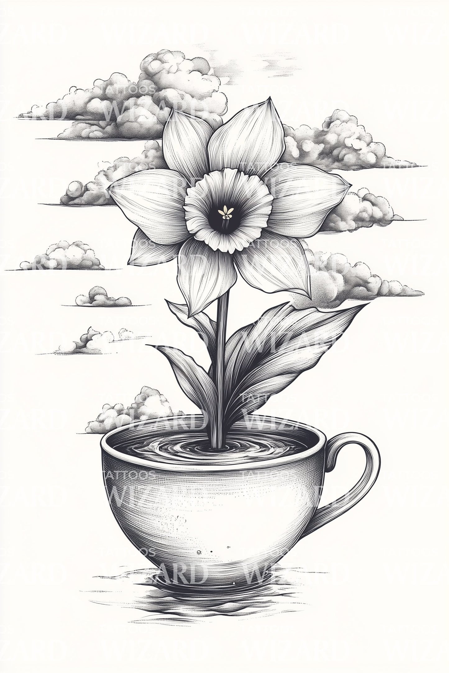 Skyet Kop Blomst Tatoveringsillustration