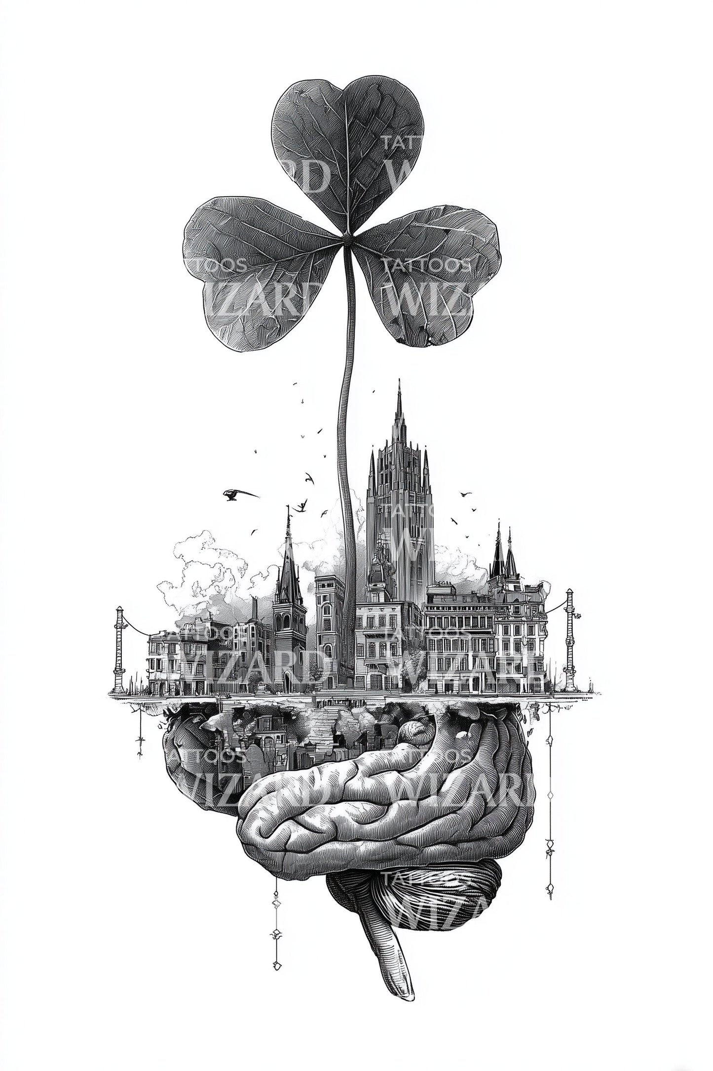 Clover City Dream Tattoo Illustration