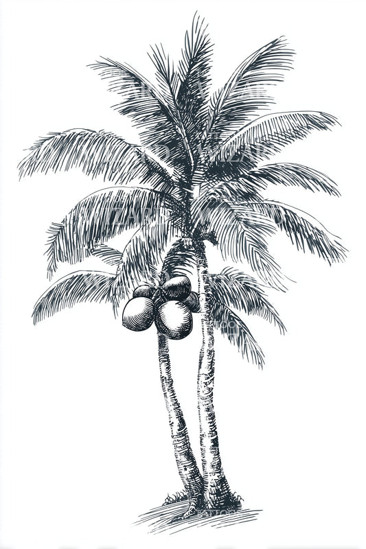 Coconut Palm Island Tattoo Design