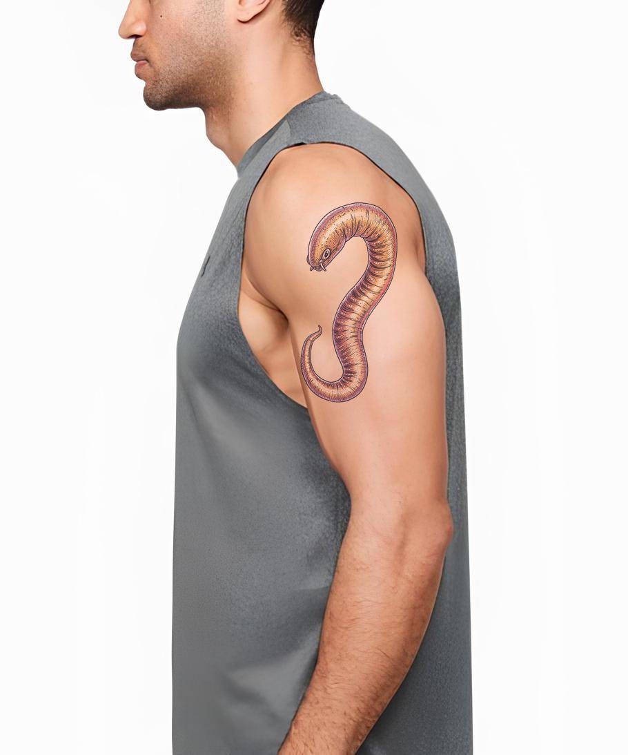 Coiled Earthworm Tattoo Illustration