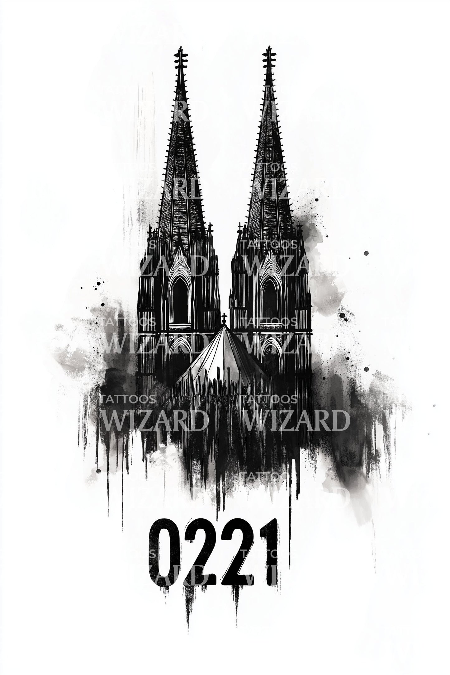 Cologne 0221 Cathedral Spires Tattoo Design