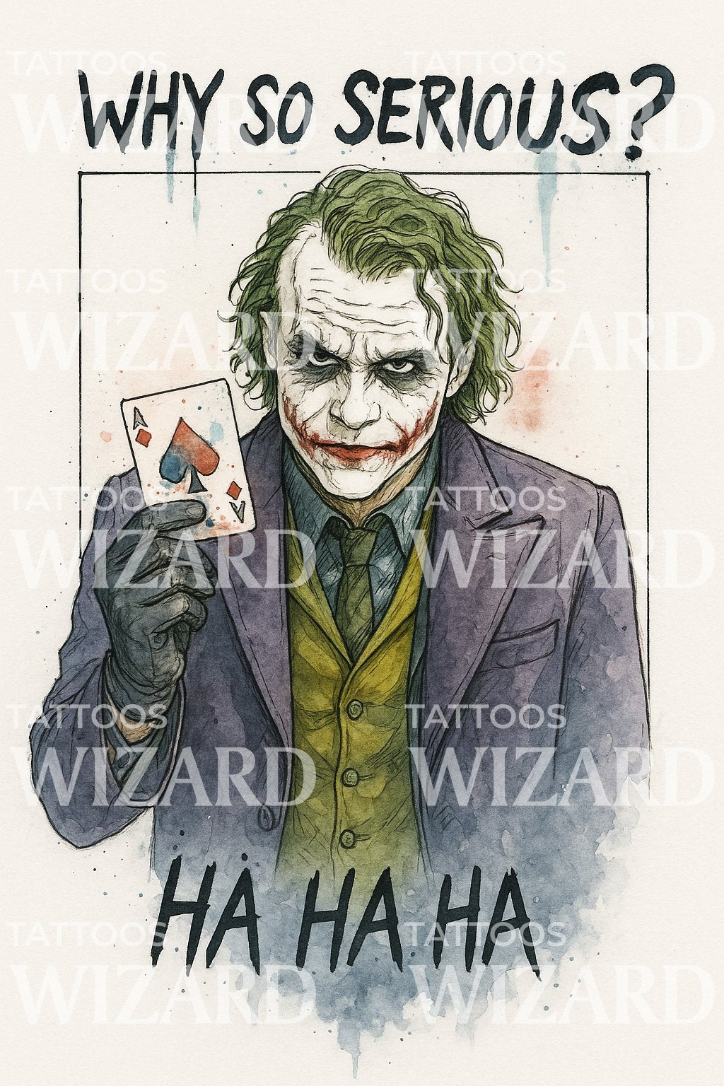 Färgglad Joker Varför Så Allvarlig Tatuering Design
