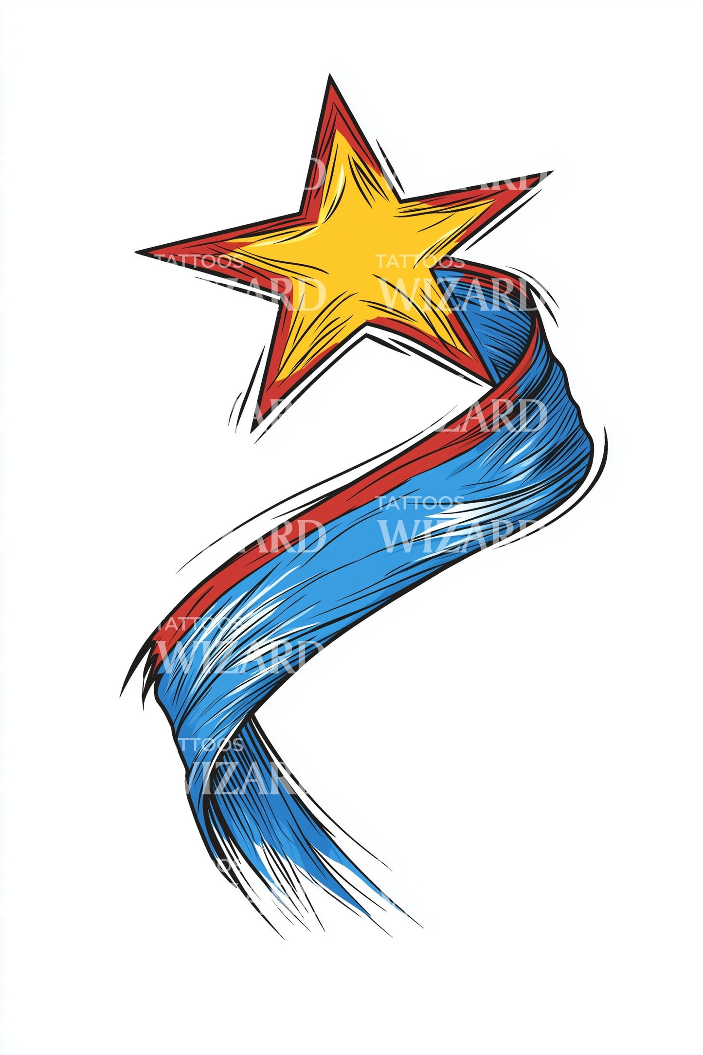 Design de tatouage ruban Swoosh étoile du Congo