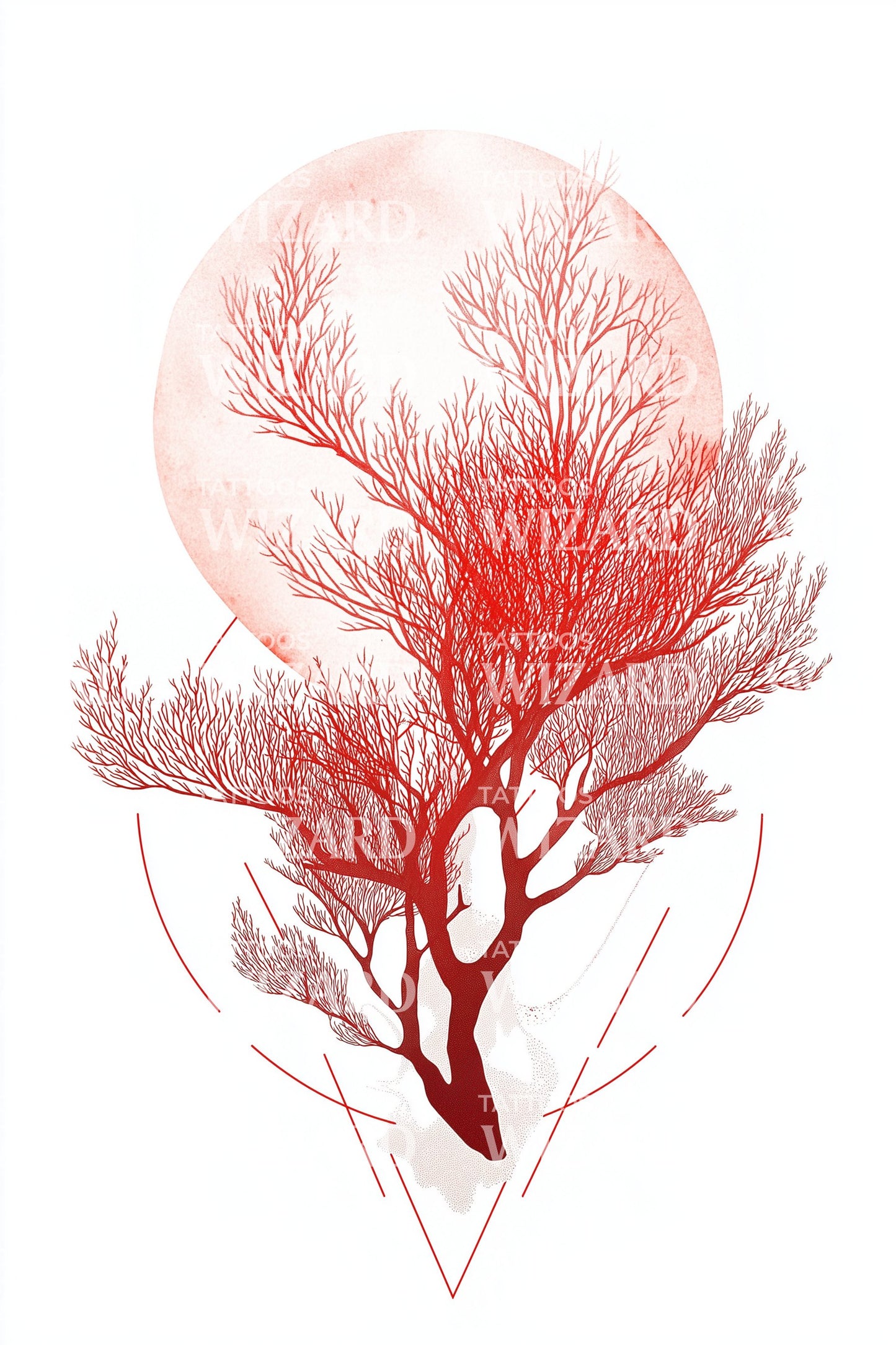 Coral Moon Tattoo Design