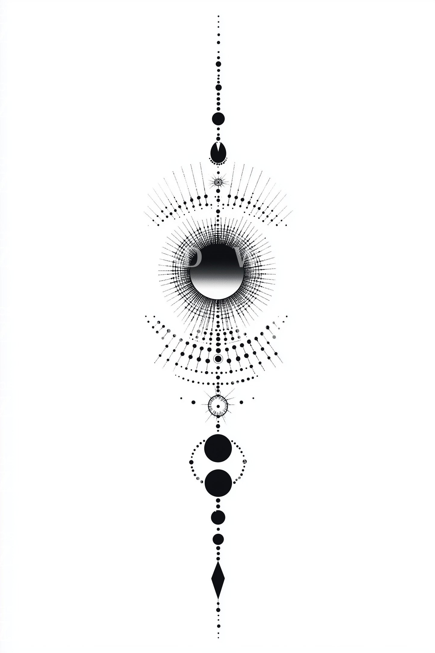 Idea per tatuaggio dotwork asse cosmico