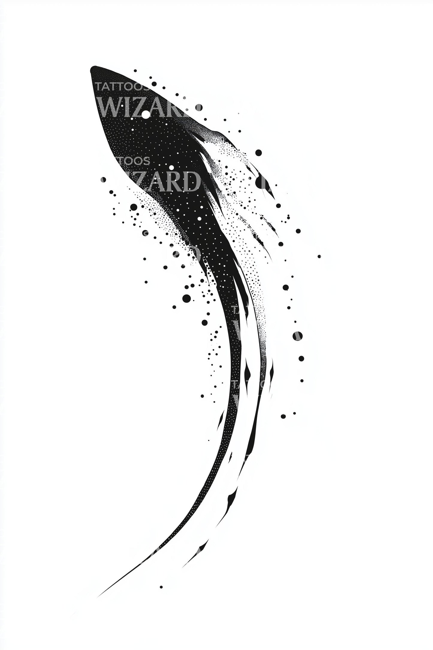 Cosmic Comet Curve Tattoo Design