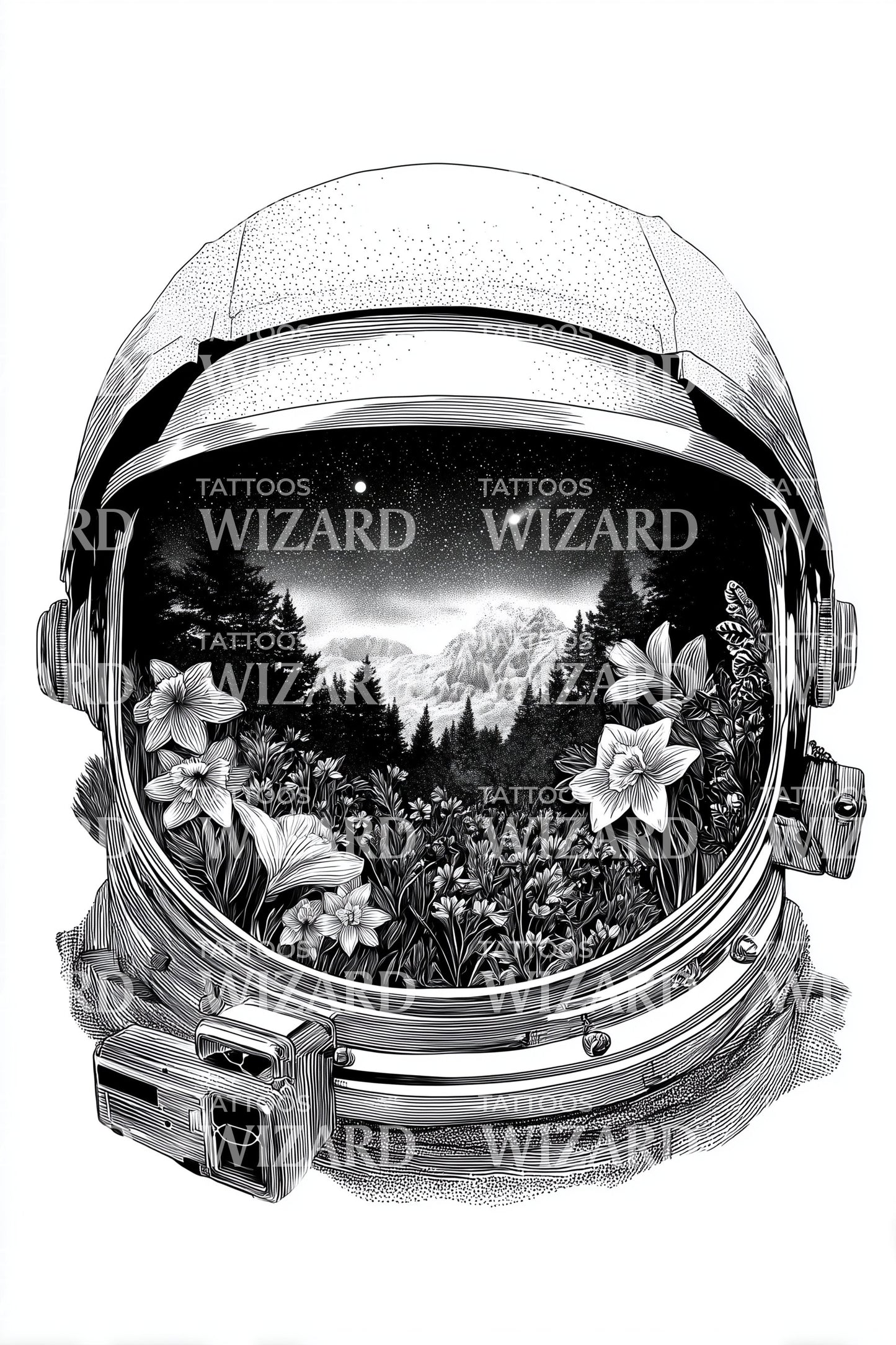 Cosmic Garden Visor Tattoo Design
