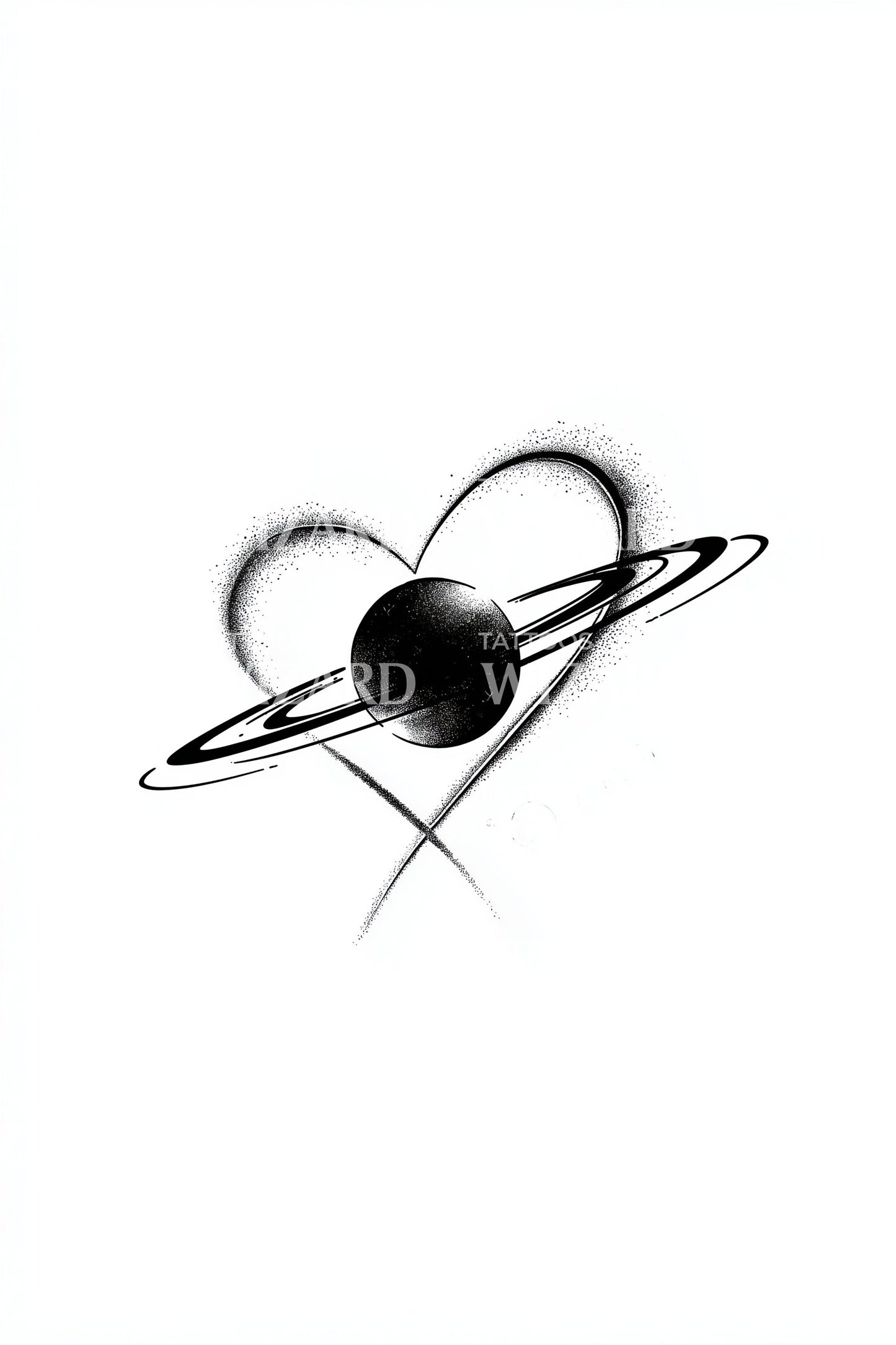 Design del tatuaggio anelli cuore cosmico