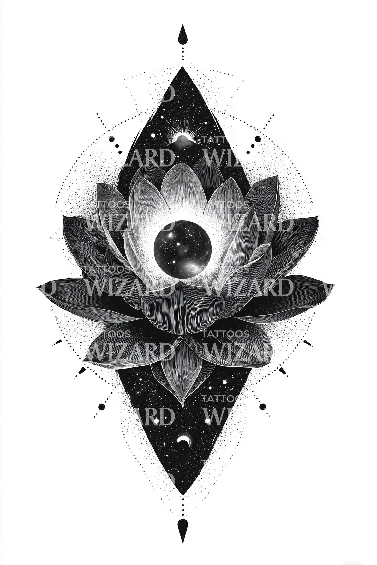 Desain Tato Berlian Teratai Kosmik