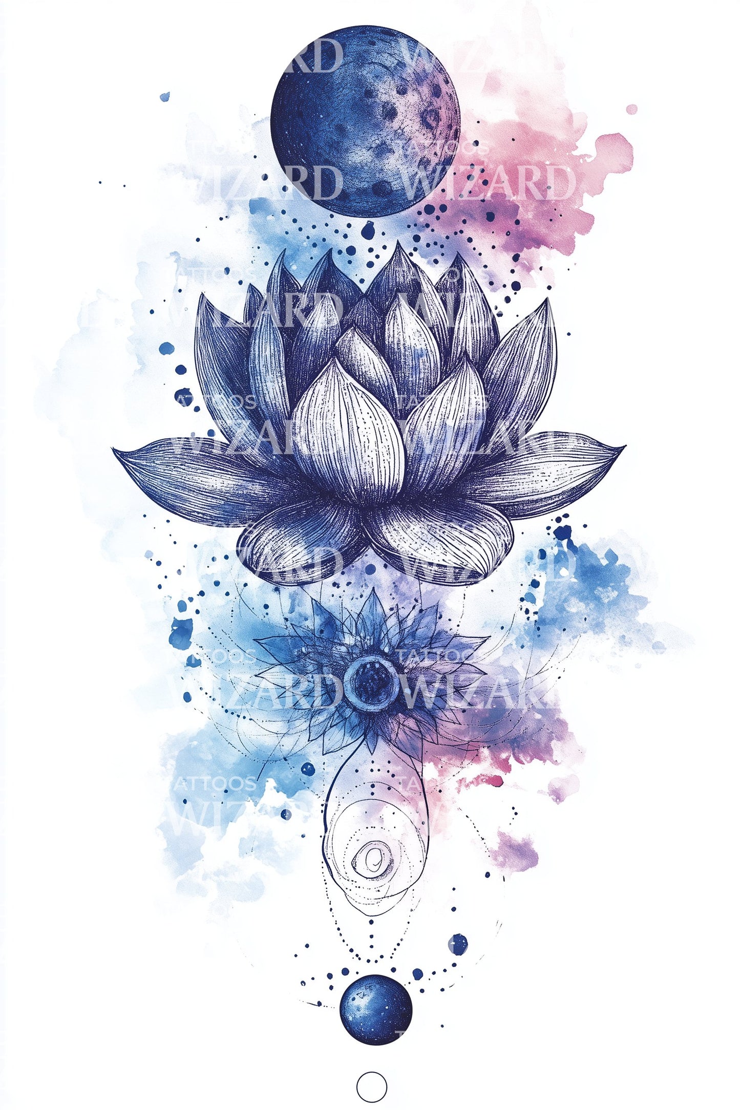 Design del tatuaggio sfera di loto cosmico