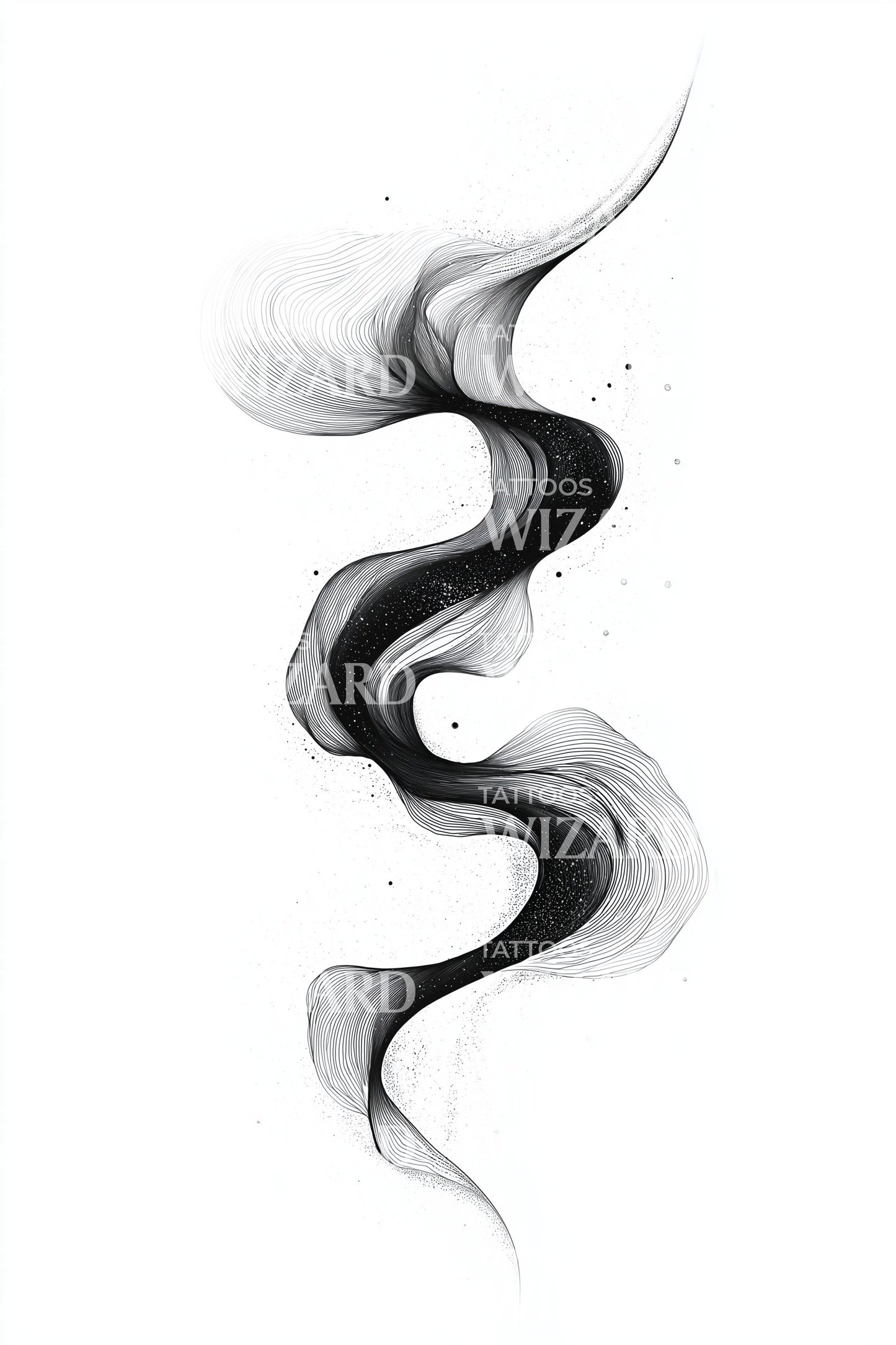 Cosmic Smoke Trail Tattoo Design