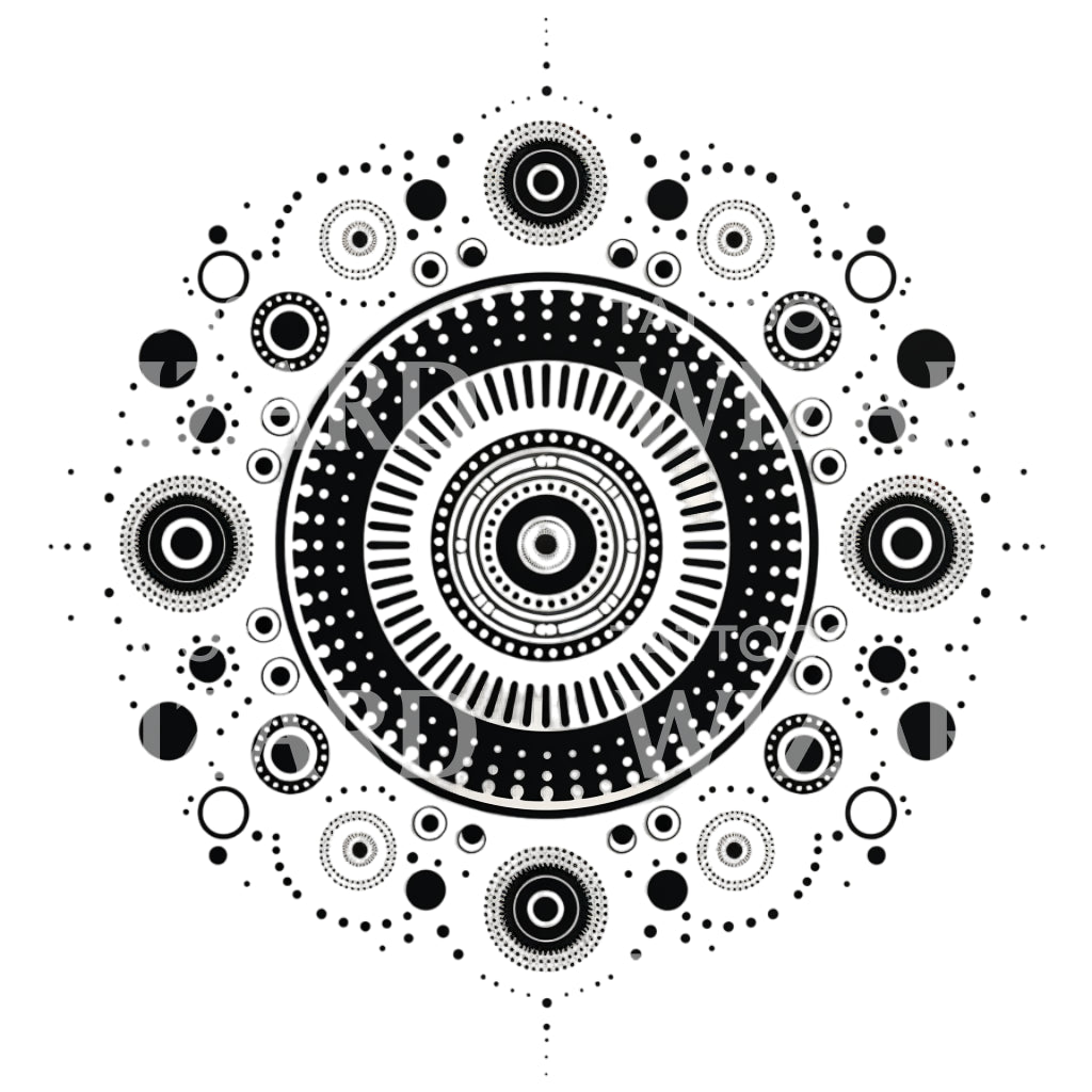 Cosmology Mandala Blackwork Tattoo Design