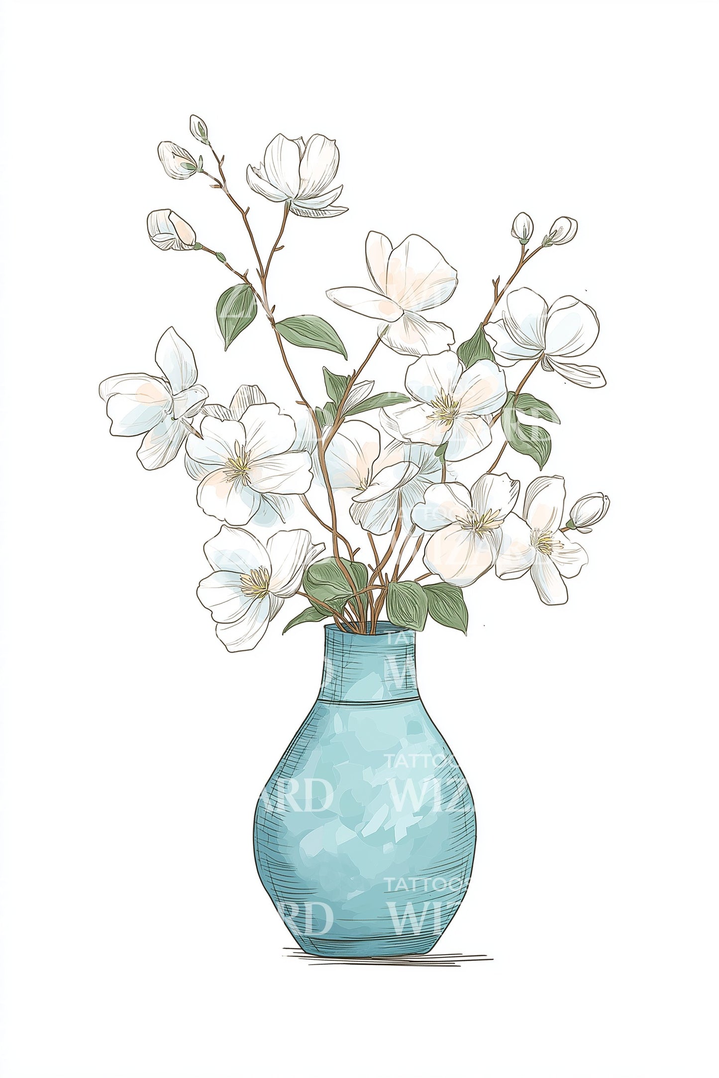 Design di tatuaggio minimalista vaso di cotone