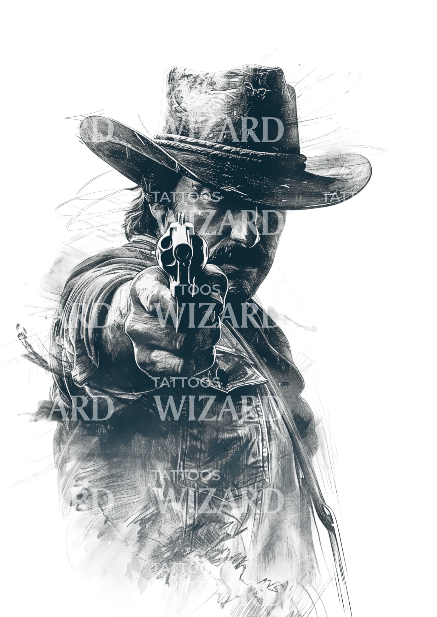 Cowboy Shooting Tattoo Design