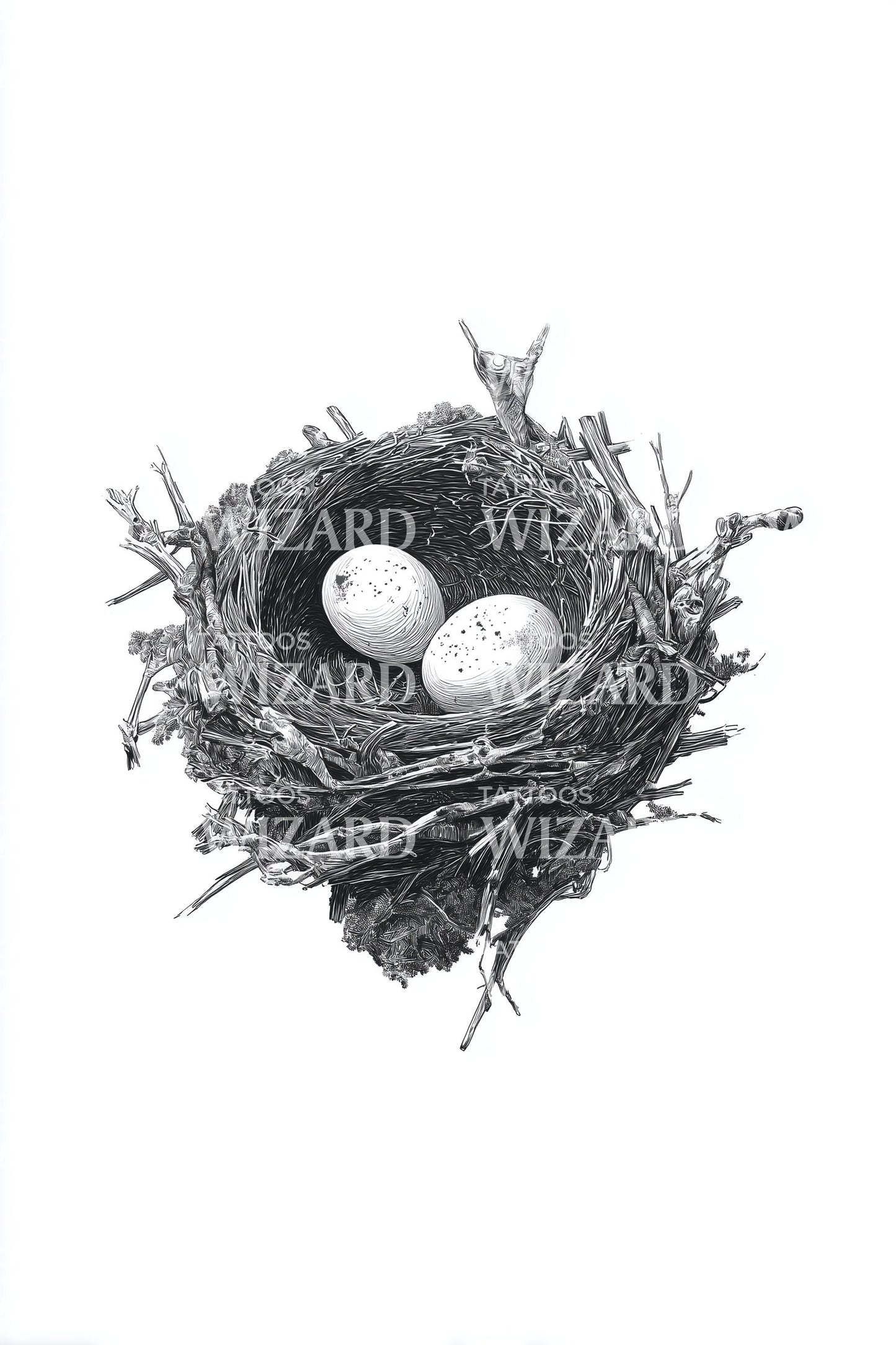 Cozy Nest Eggs Tattoo Illustration