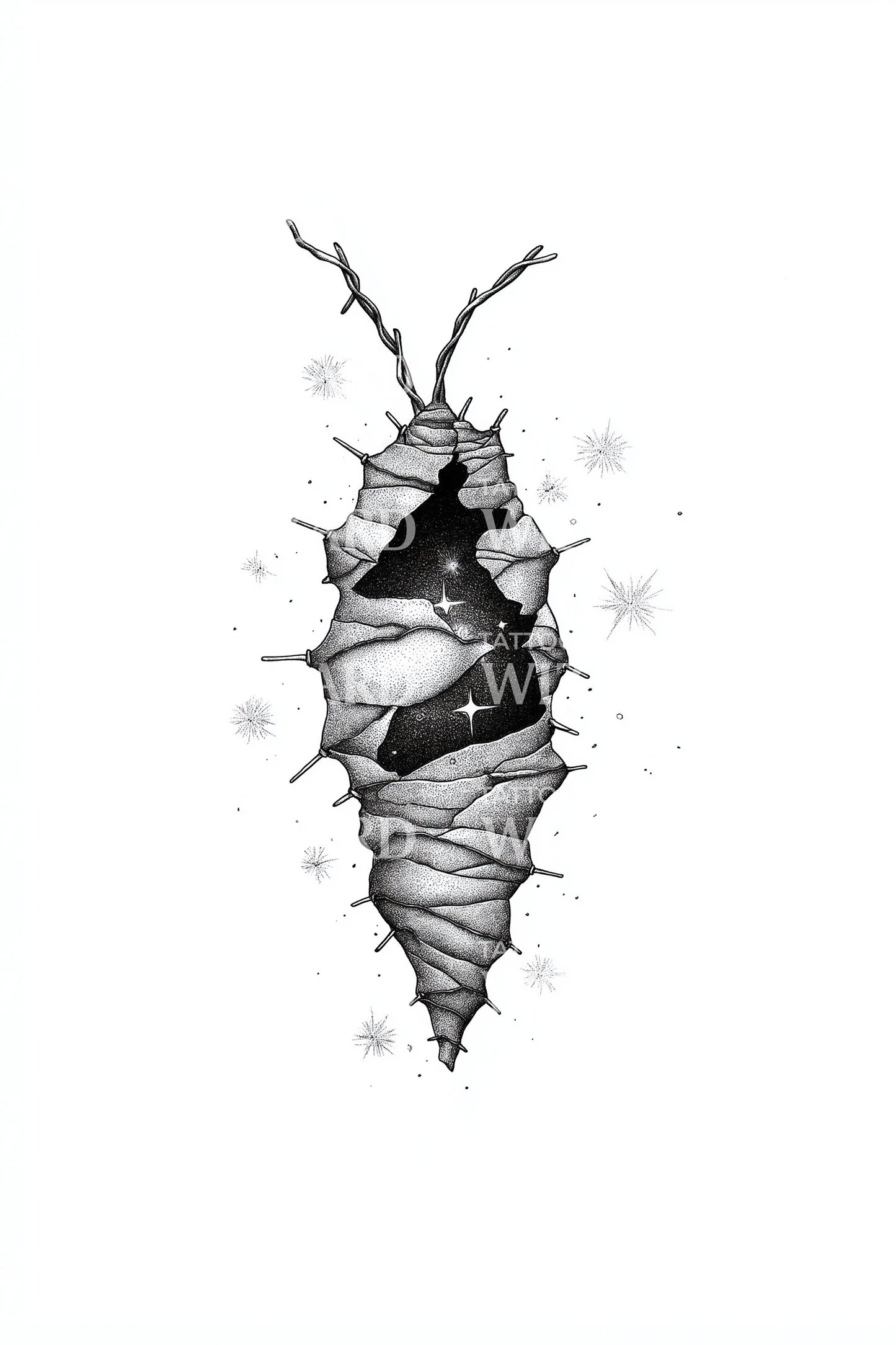 Idée de tatouage de papillon chrysalide fissurée