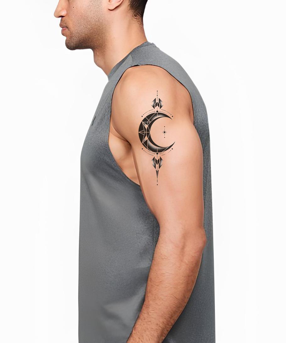 Negative Space Crescent Moon Tattoo Design