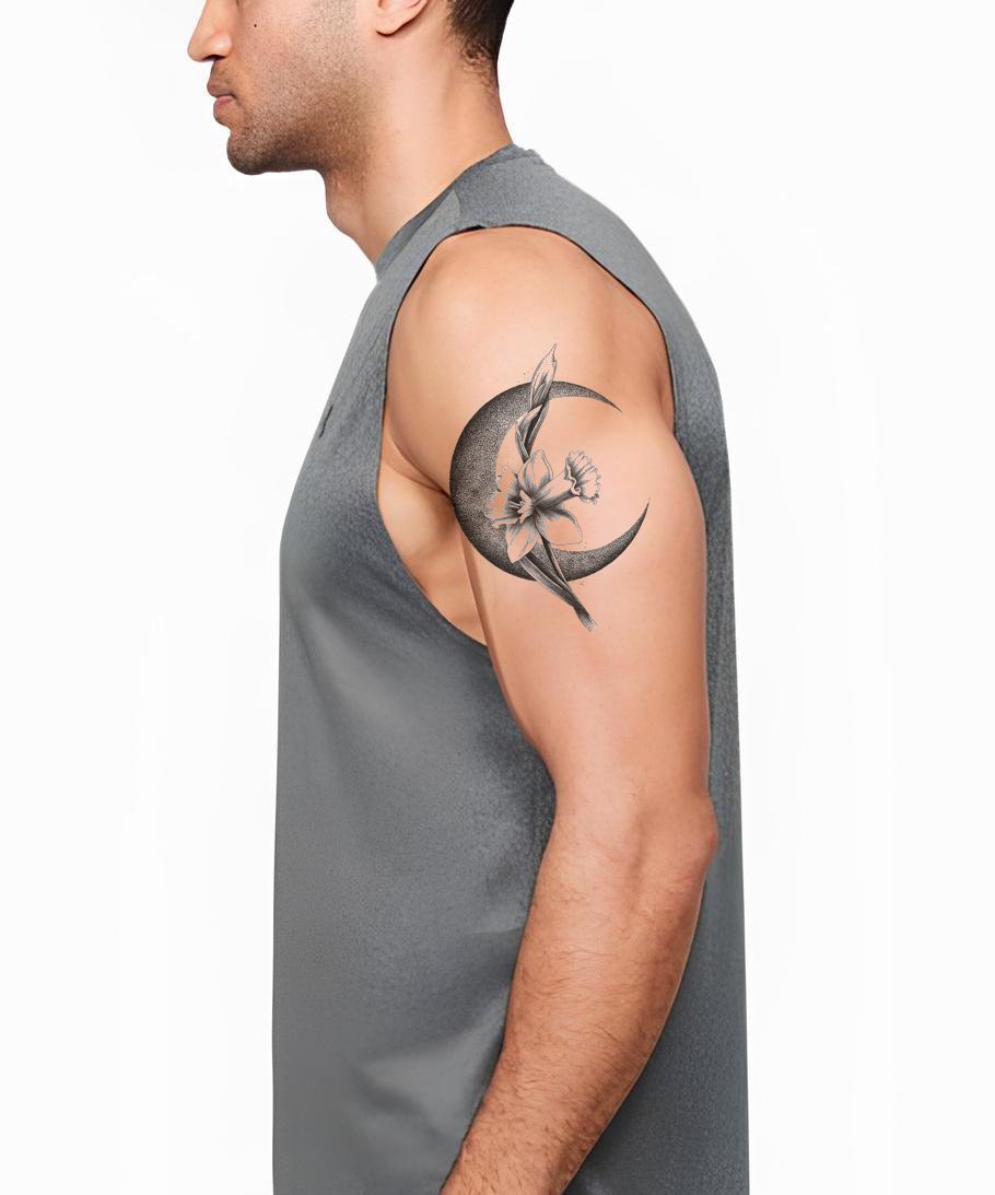 Daffodil Crescent Dot Tattoo Design