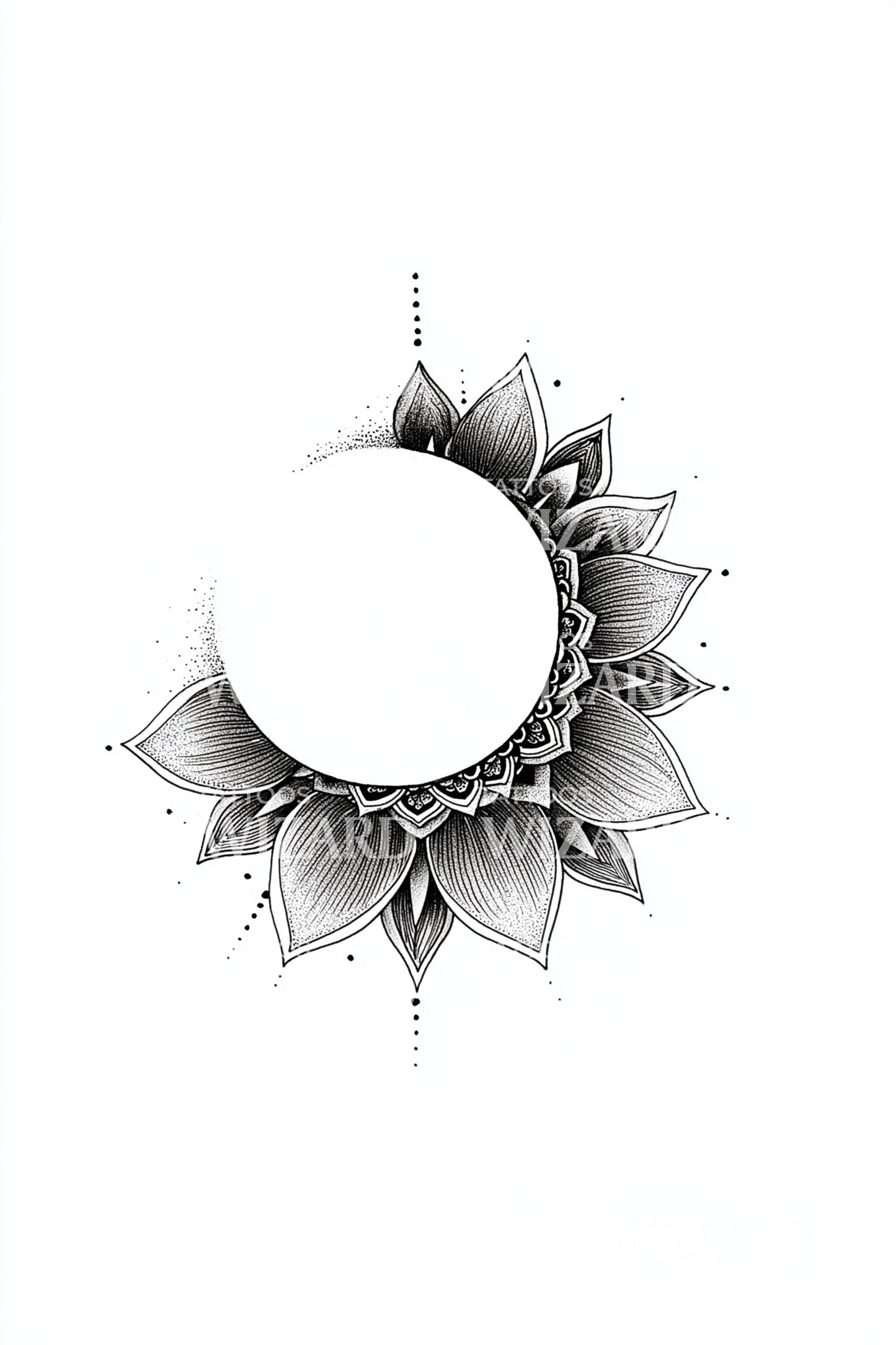 Crescent Petal Bloom Tattoo Illustration