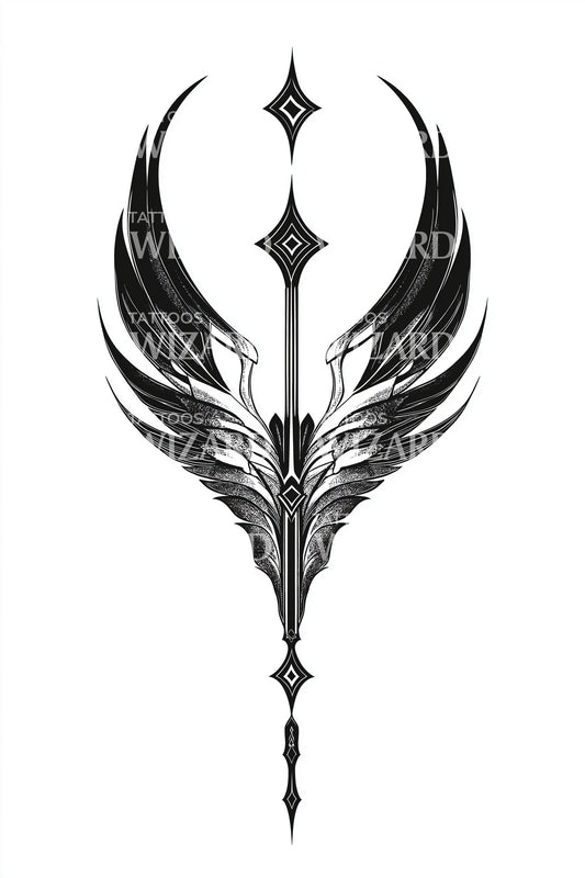 Crescent Spear Wing Sigil Tattoo Illustration