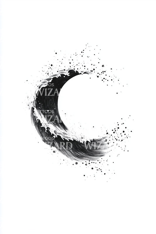 Crescent Splash Wave Tattoo Idea