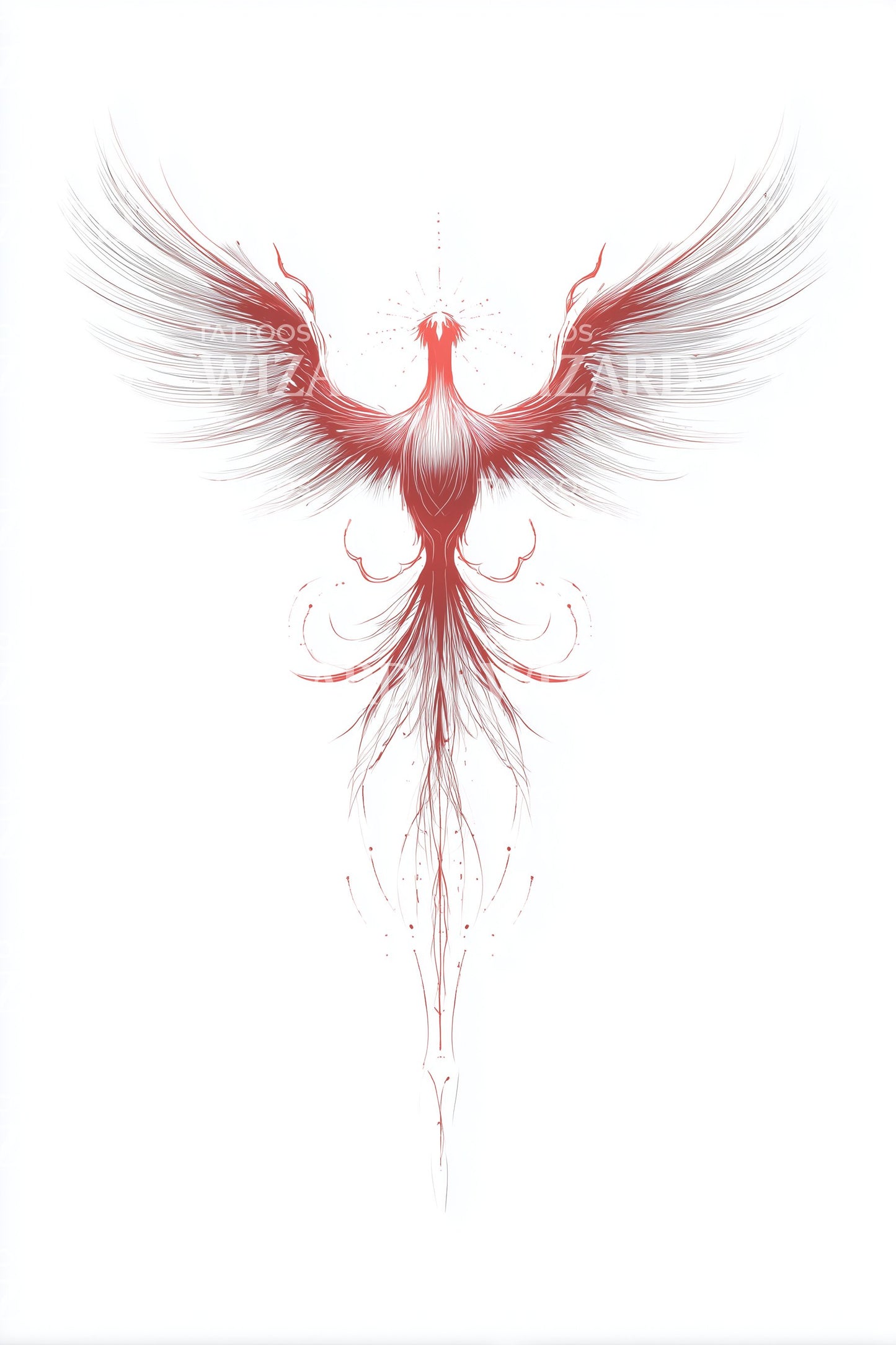 Karmesinrot Aufsteigender Phönix Tattoo-Design