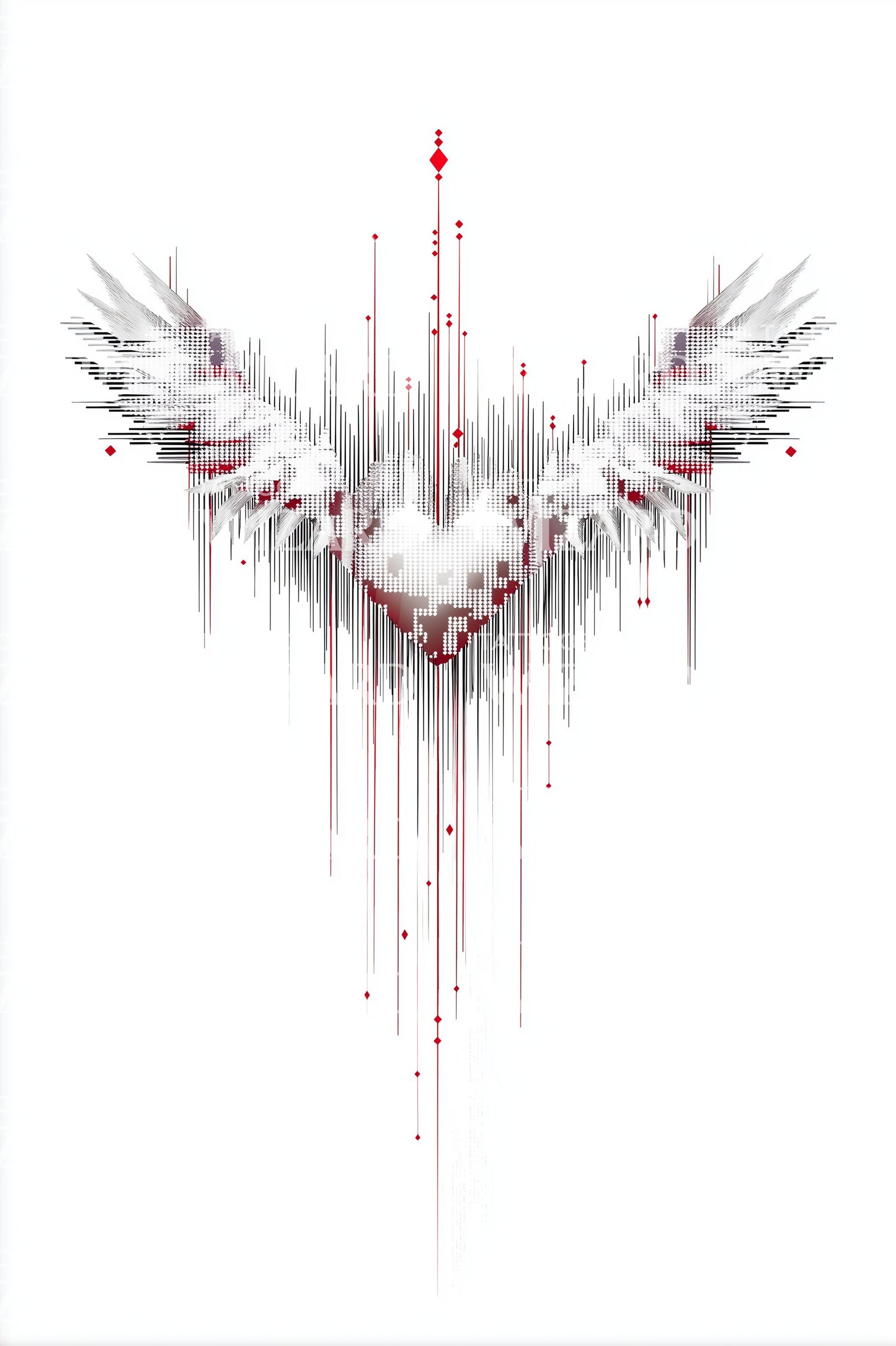 Crimson Dripping Wings Tattoo Design