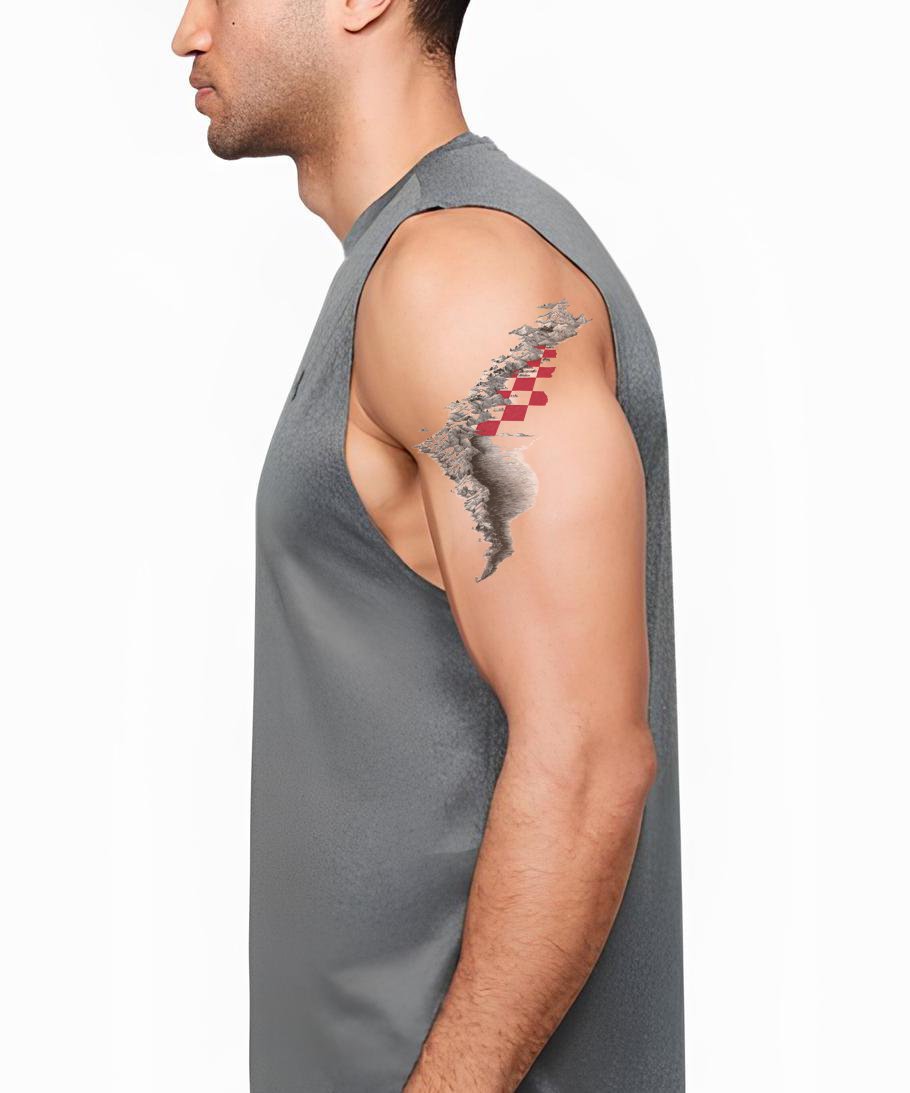 Croatian Coastline Checkers Tattoo Illustration