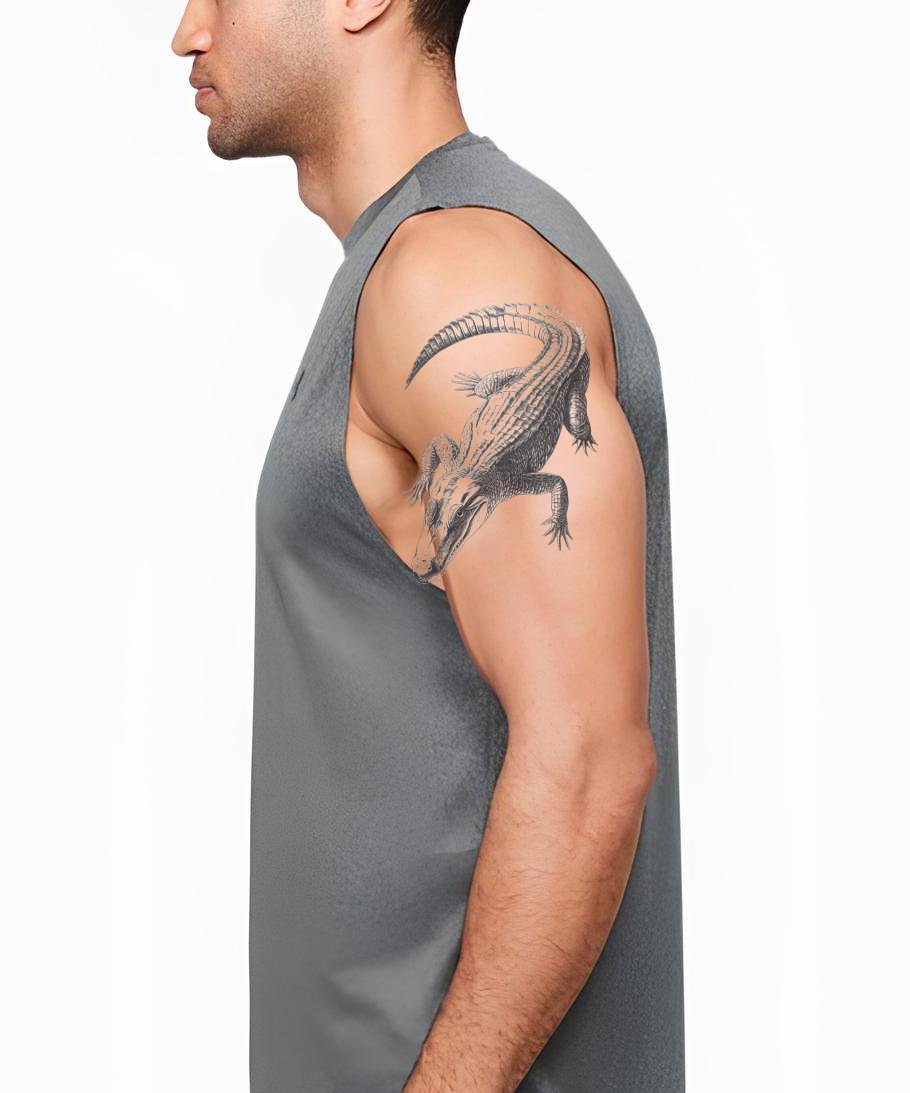 Classic Crocodile Topview Tattoo Design