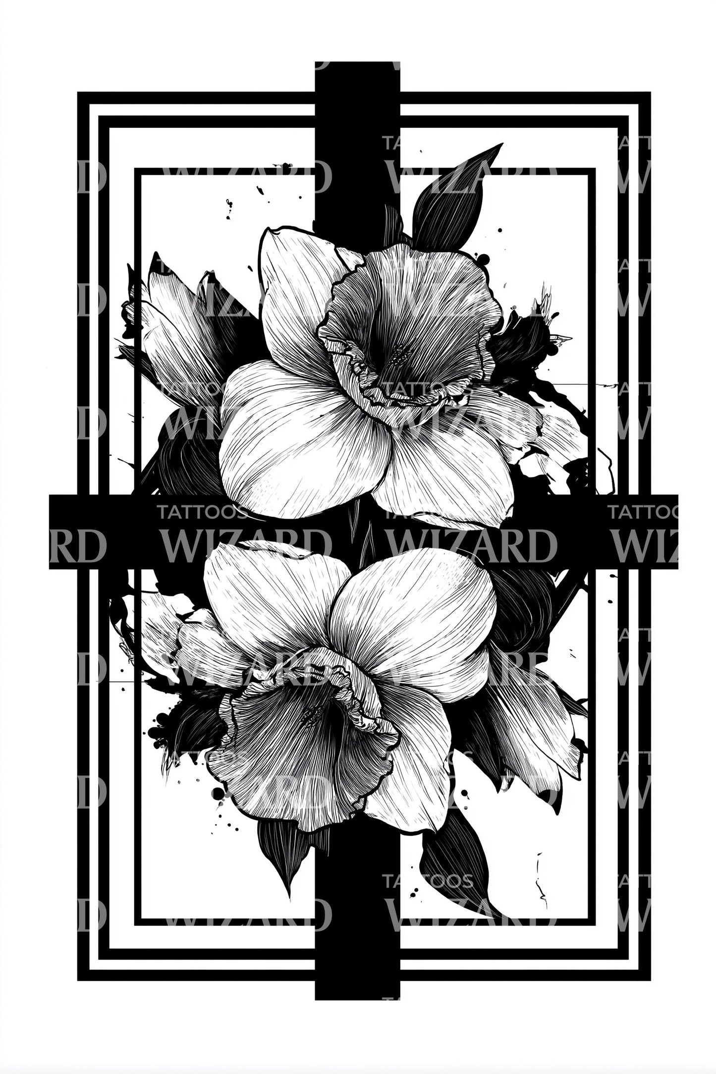 Kreuzrahmen Blüte Tattoo Design
