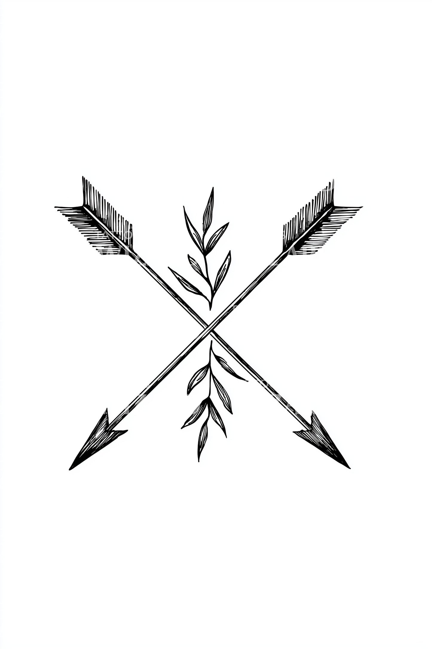 Diseño de tatuaje con símbolo de flechas cruzadas