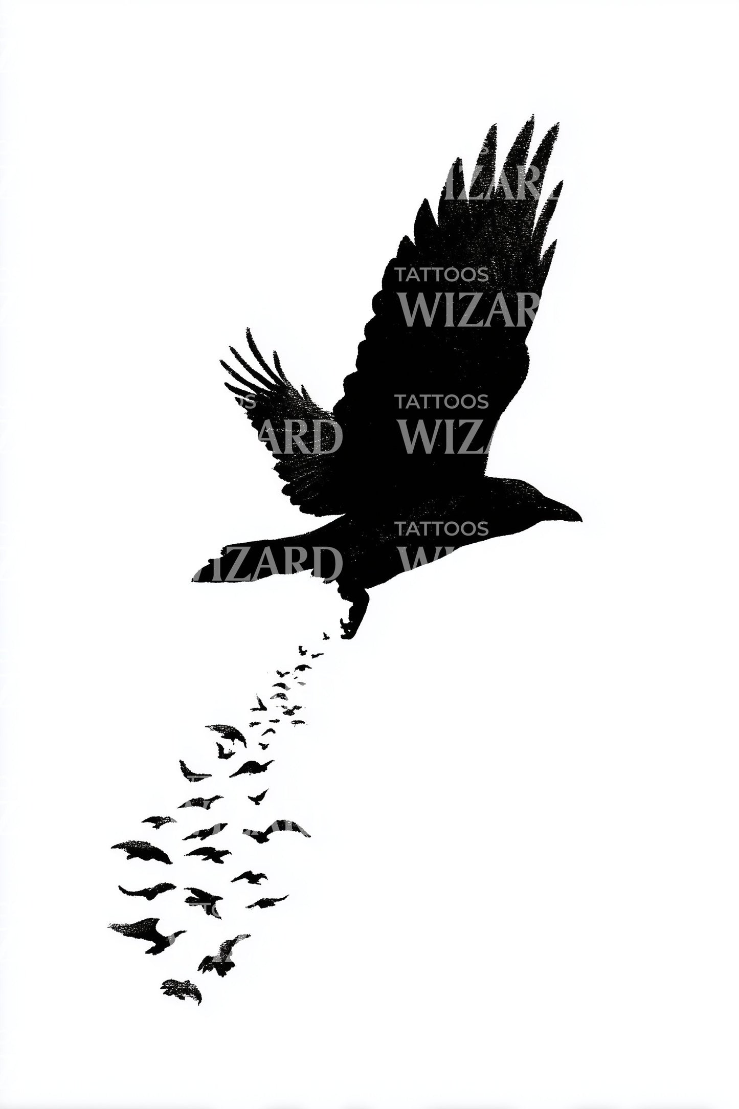 Crow Flight Tattoo Design