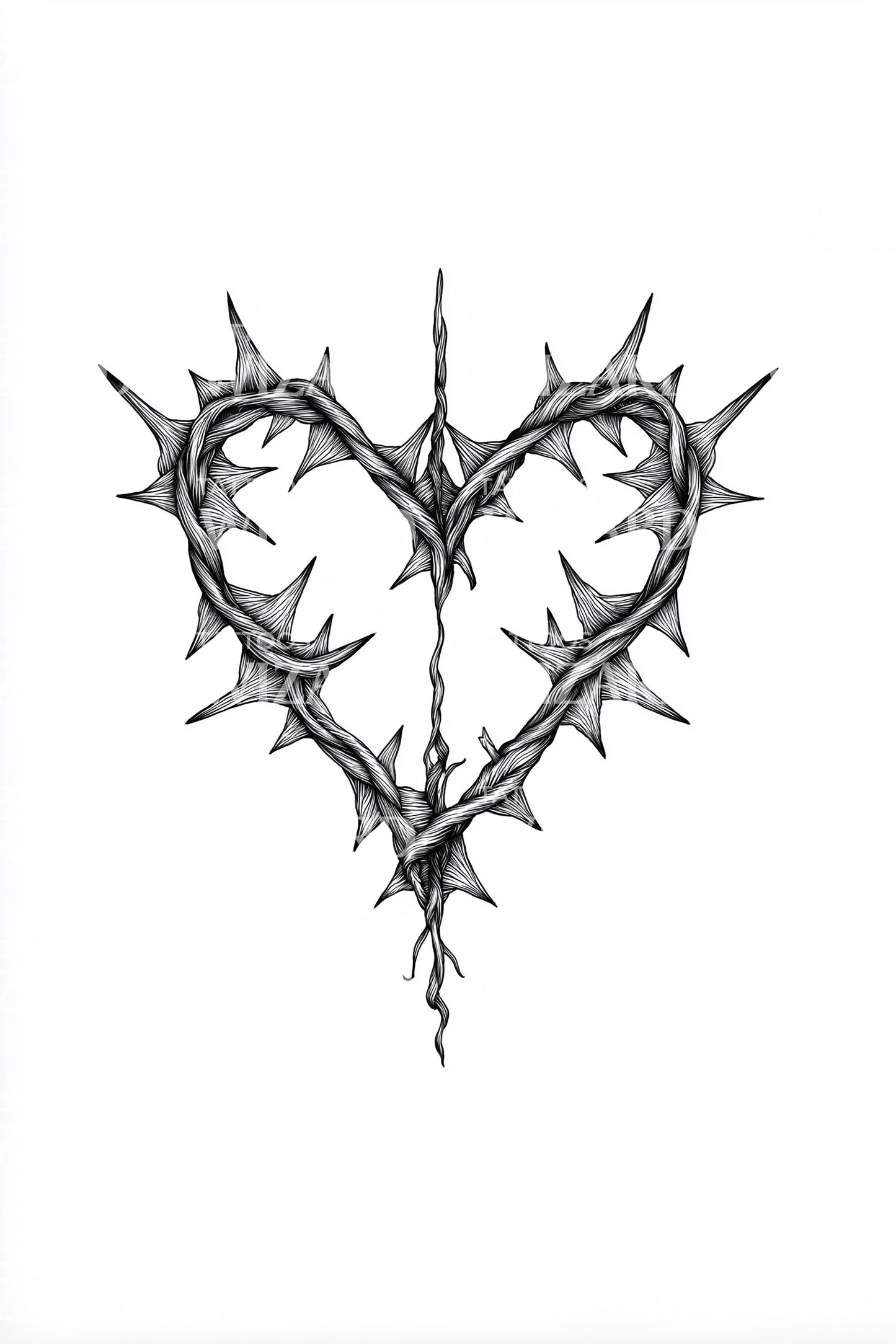 Crown of Thorns Heart Tattoo Illustration