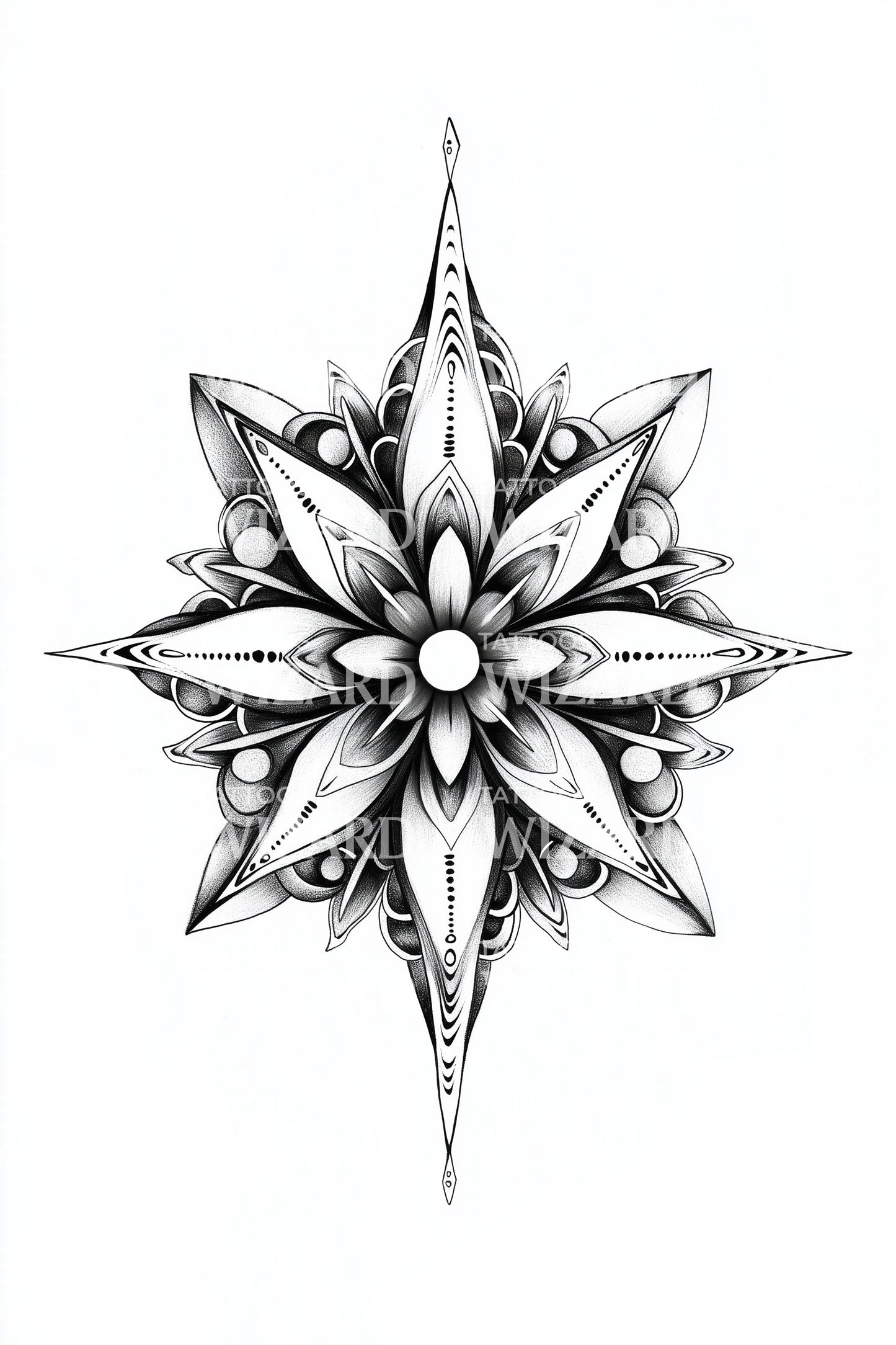 水晶花瓣指南针纹身插图