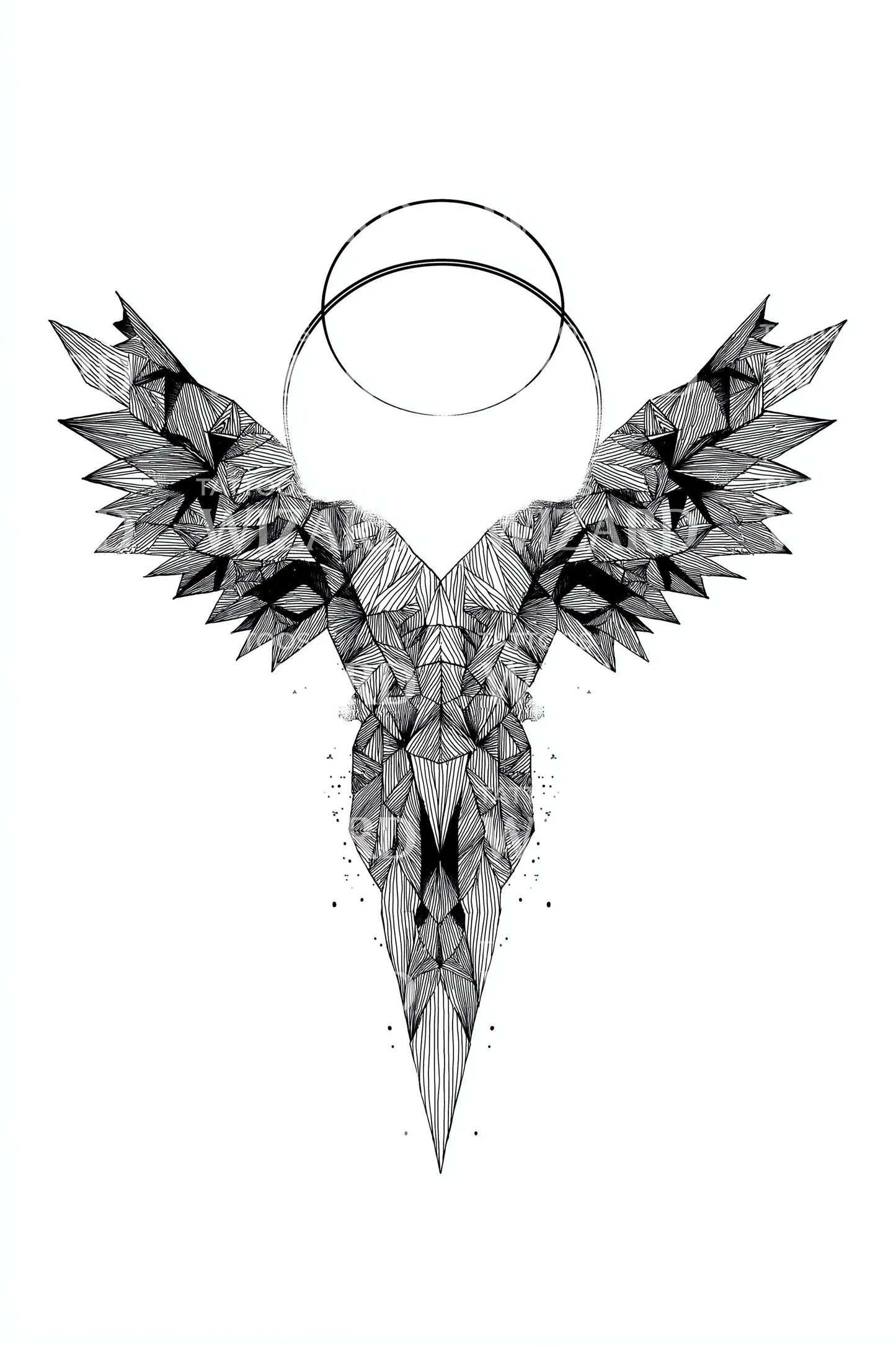 Crystal Winged Torso Tattoo Design