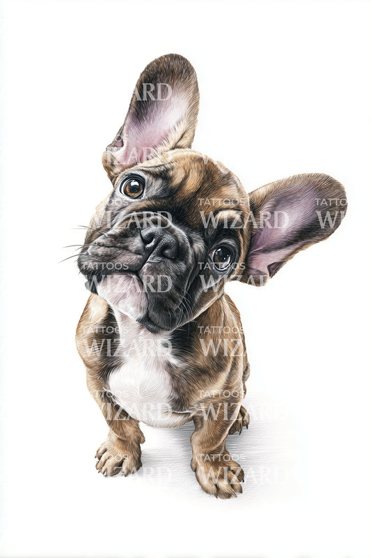 Curious French Bulldog Tattoo Design