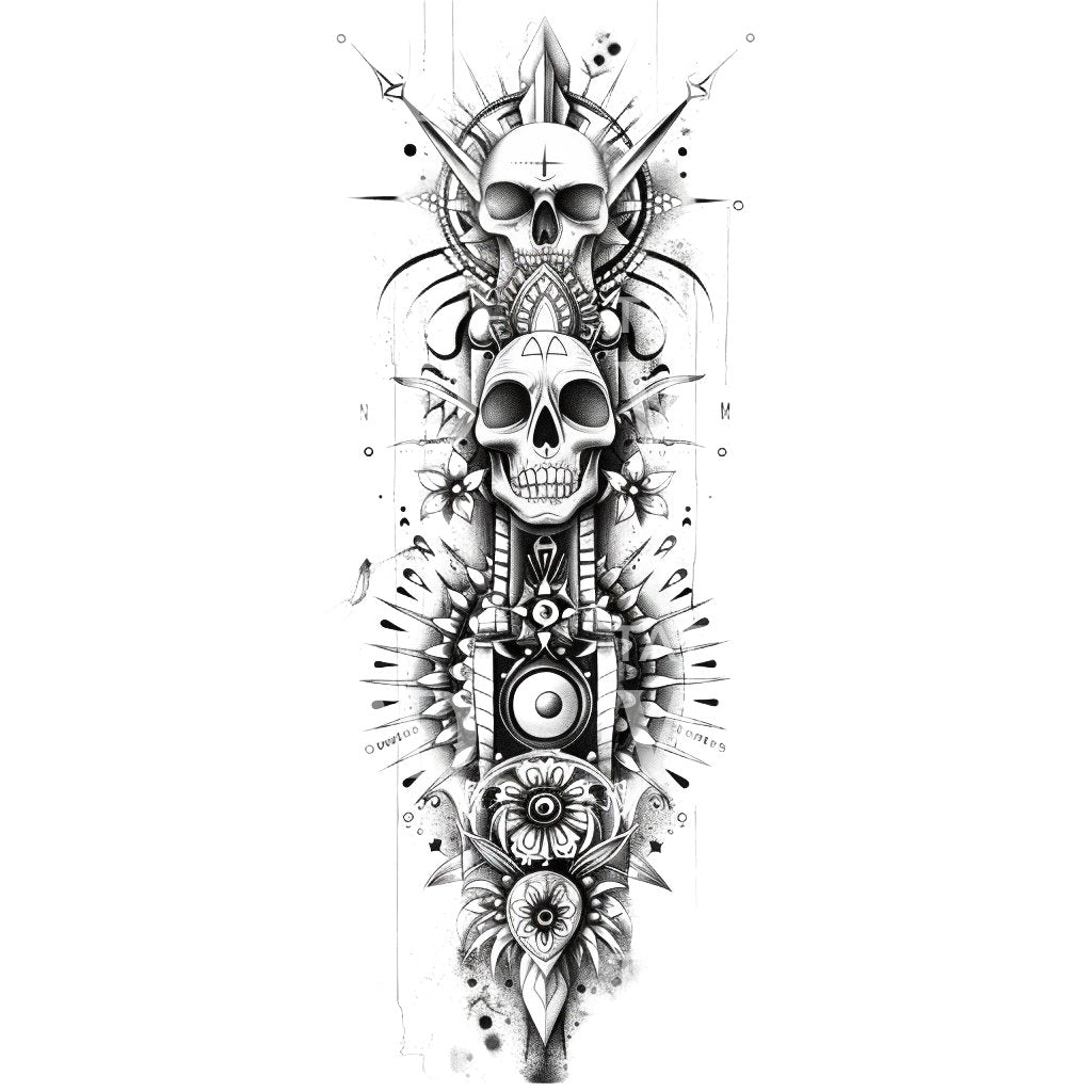 Cursed Maya Halfsleeve Tattoo Design