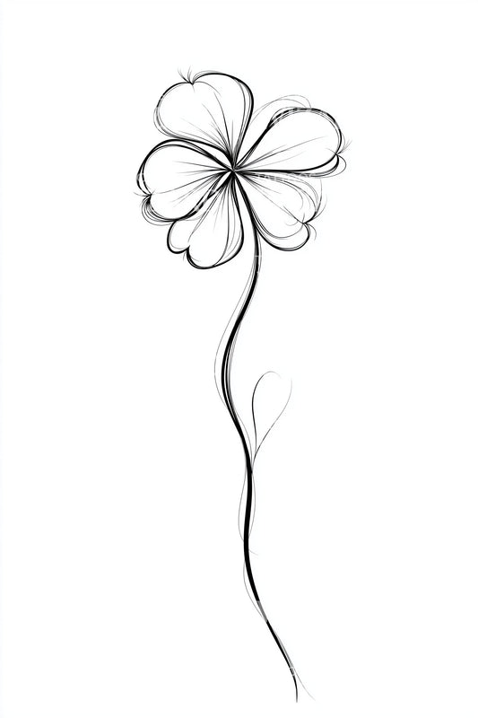 Ilustrace tetování zakřiveného stonku jetelového listu