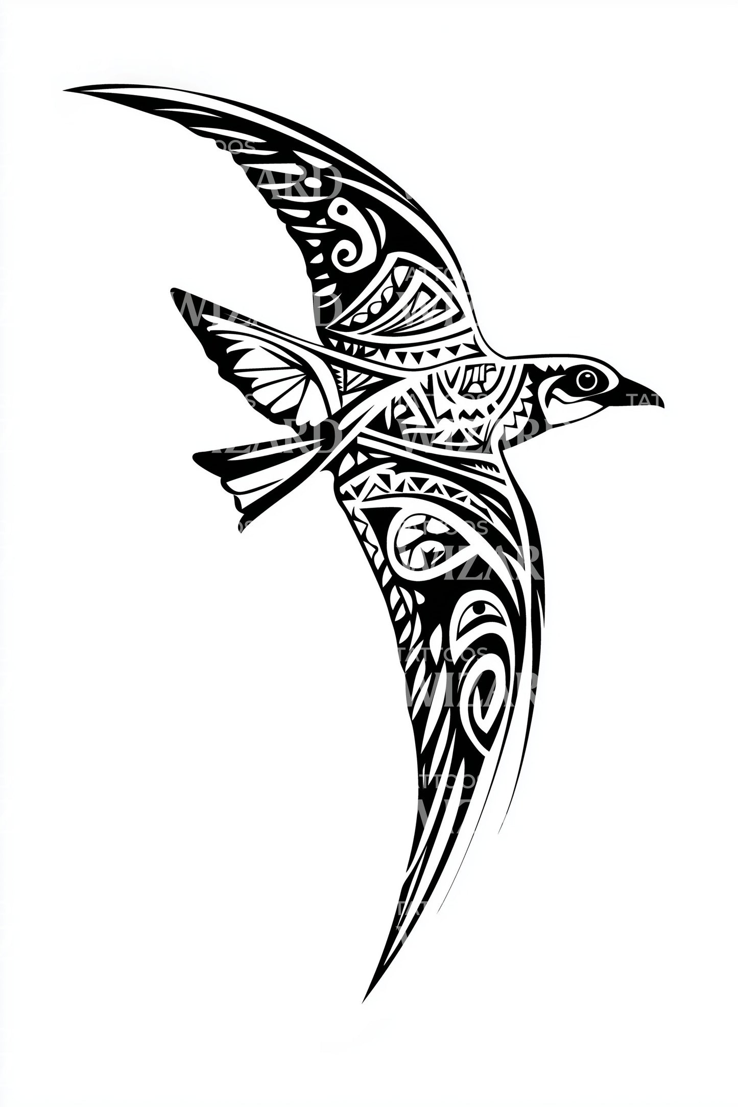 Böjd stamfågel tatuering design