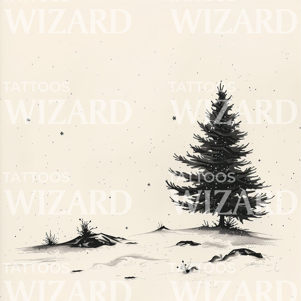 Cute Minimalist Winter Landscape Tattoo Design