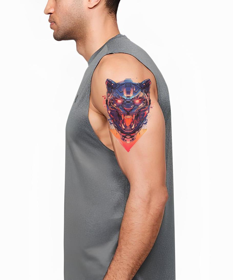 Cyber Tiger Mask Tattoo Design