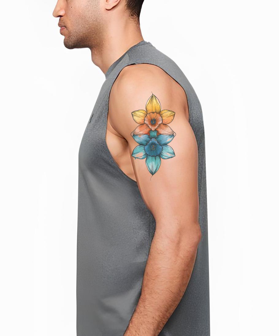 Dual Tone Daffodil Tattoo Design