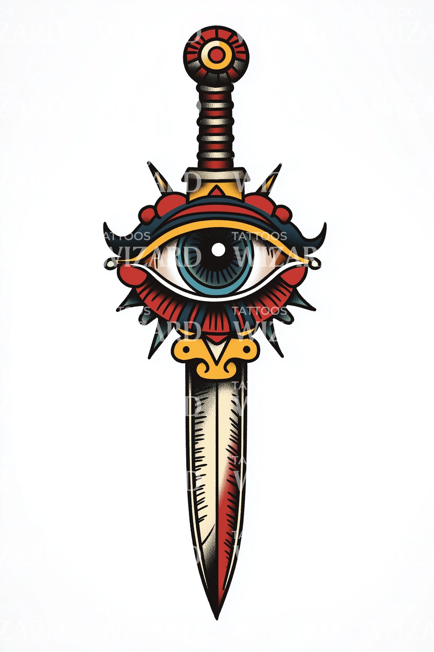 Dolk Genomborrat Öga Tatuering Design