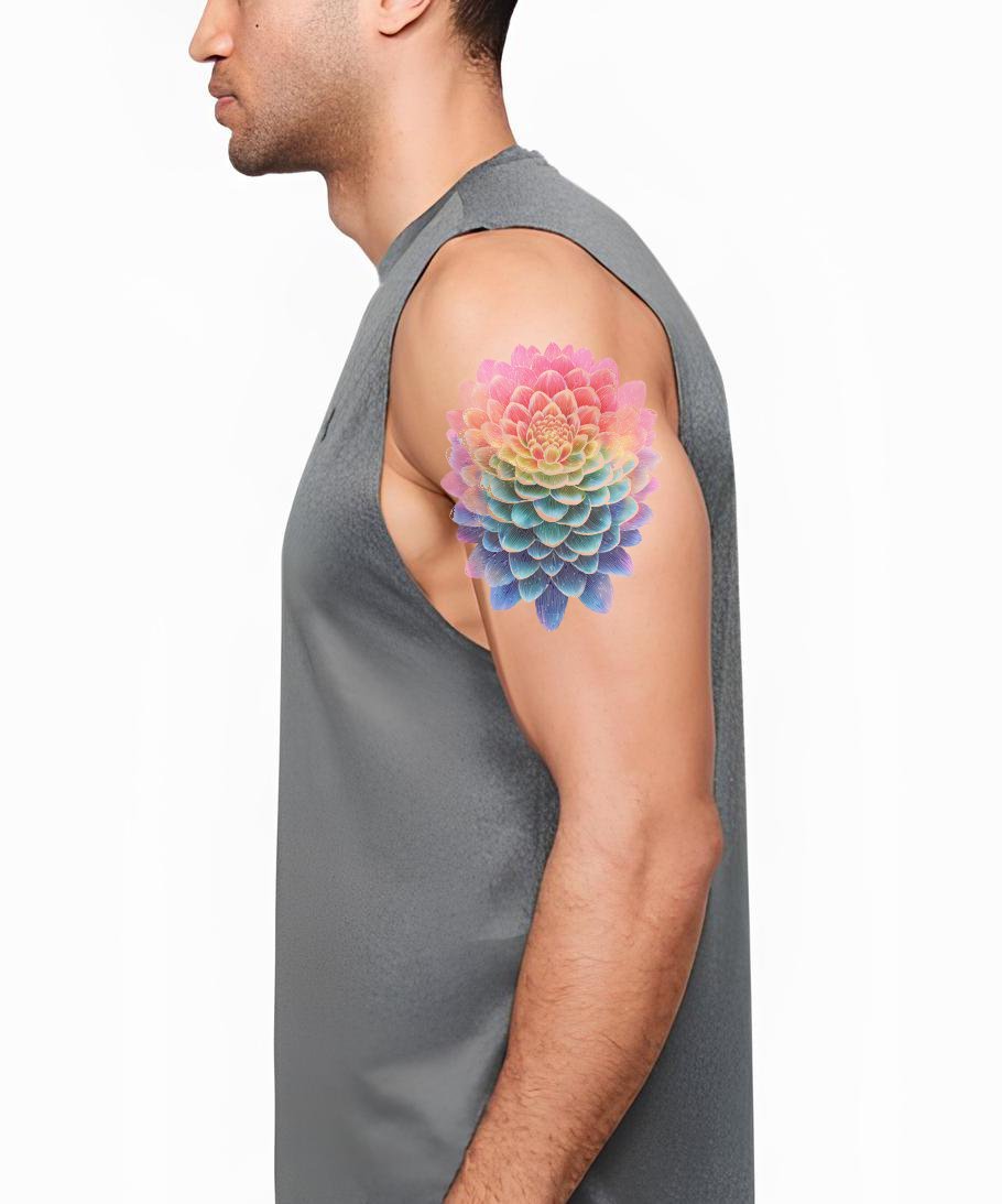 Design de Tatuagem Mandala Dália Arco-Íris