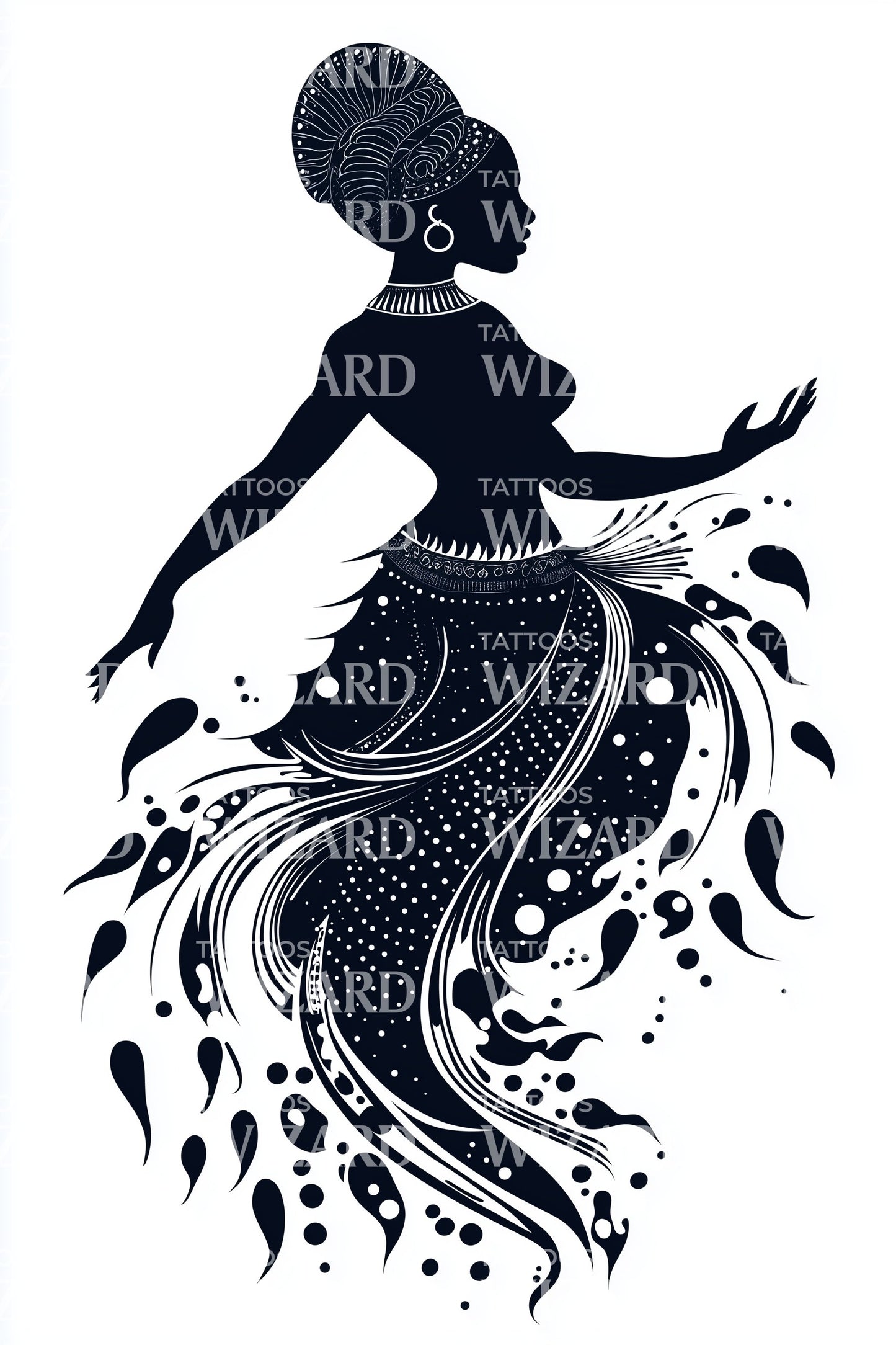 Dansende Tribal Dame Tattoo Illustratie